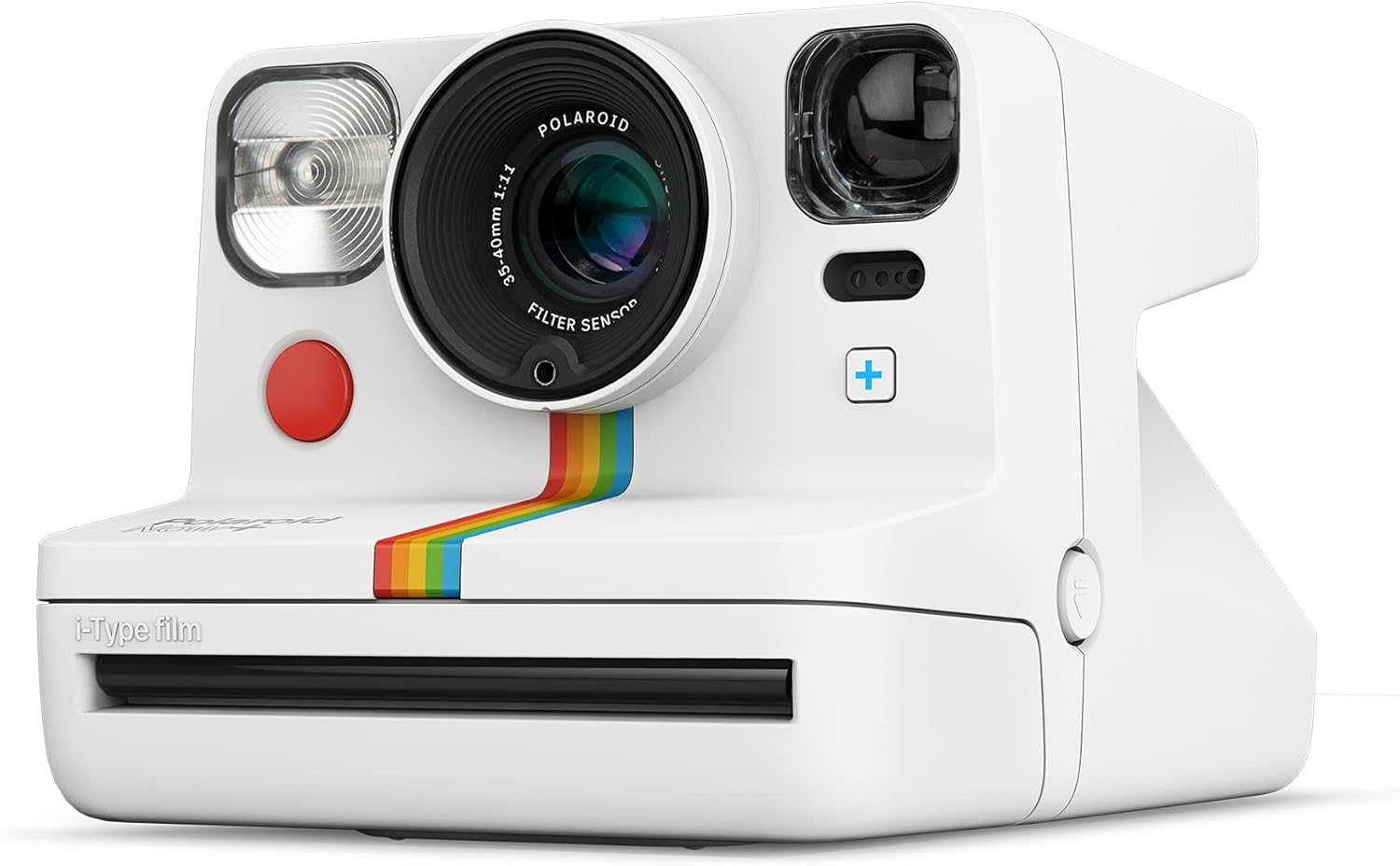 Polaroid Now+ White (9062) – Cámara de película instantánea tipo I conectada con Bluetooth con juego de filtro de lente adicional y bolsa de cámara,