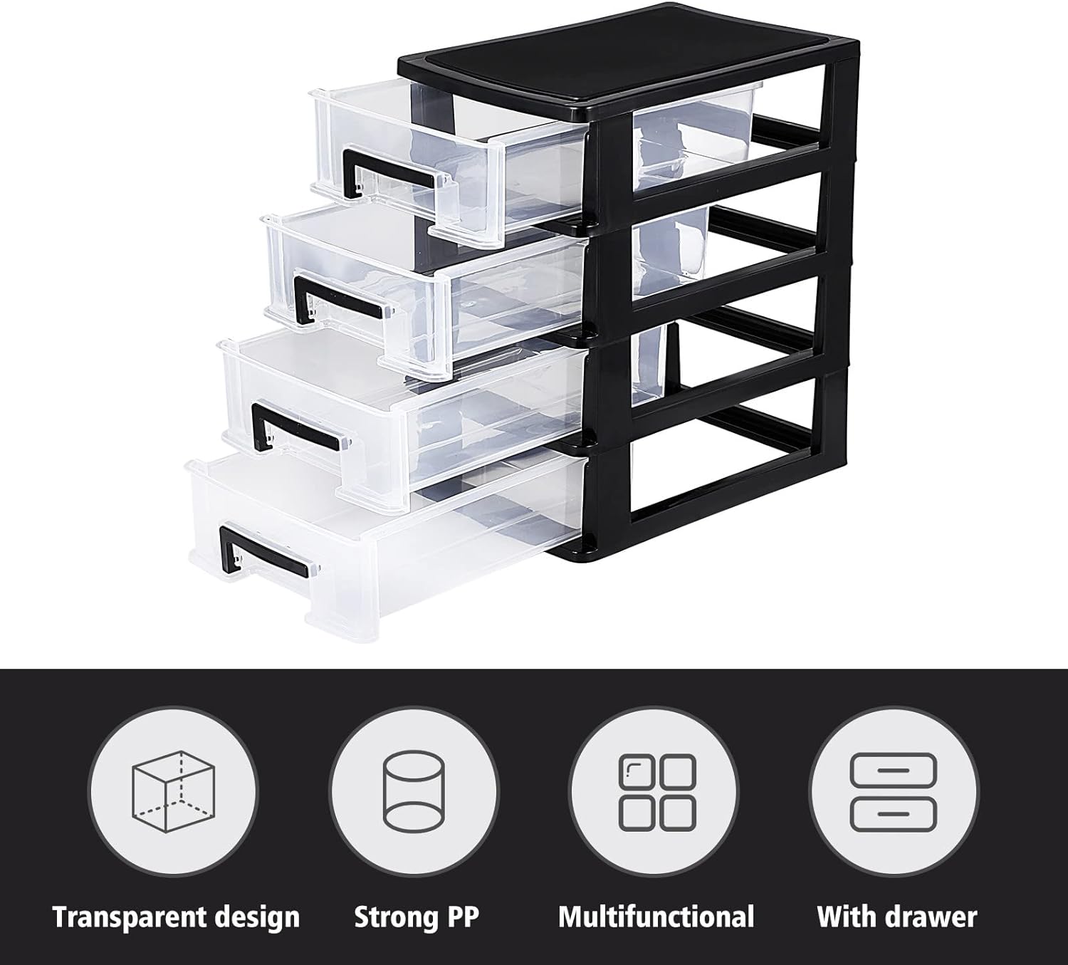 MOMFEI Gabinete de almacenamiento de cuatro capas tipo cajón de plástico tipo armario portátil multifunción estante organizador muebles