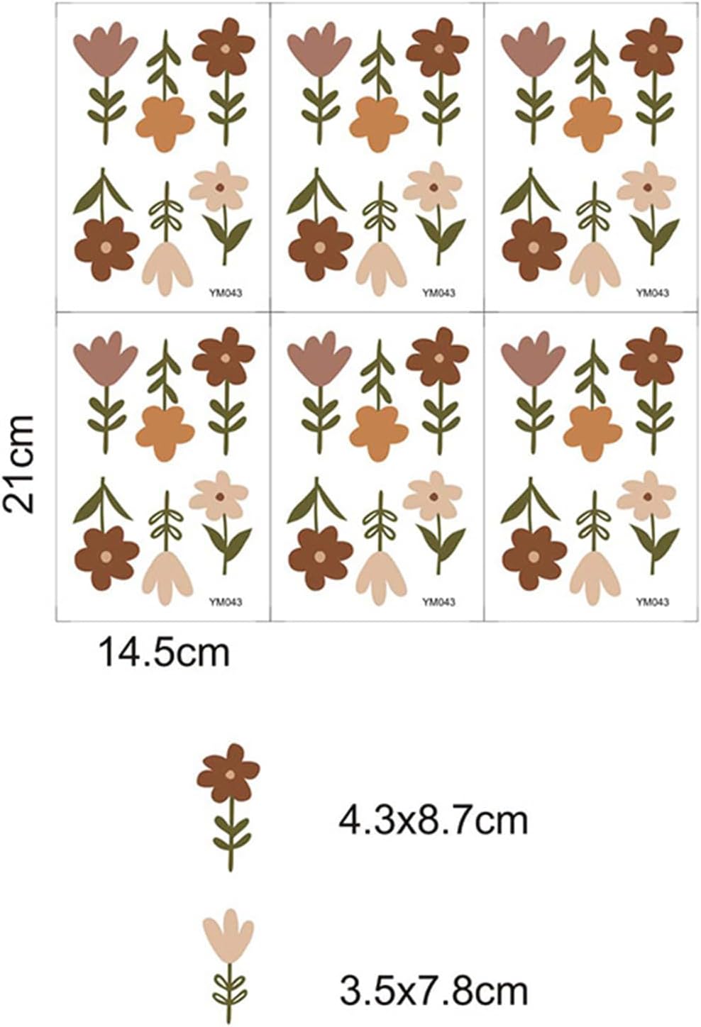Calcomanías de pared de flores bohemias, calcomanías de pared extraíbles para dormitorio de niñas, decoración de pared floral bohemia para