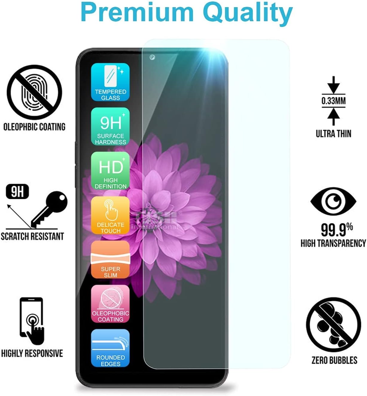 TJS Funda compatible con TCL 40 XL, TCL 40 T T608DL, Lively Jitterbug Smart4, con protector de pantalla de vidrio templado, soporte de metal