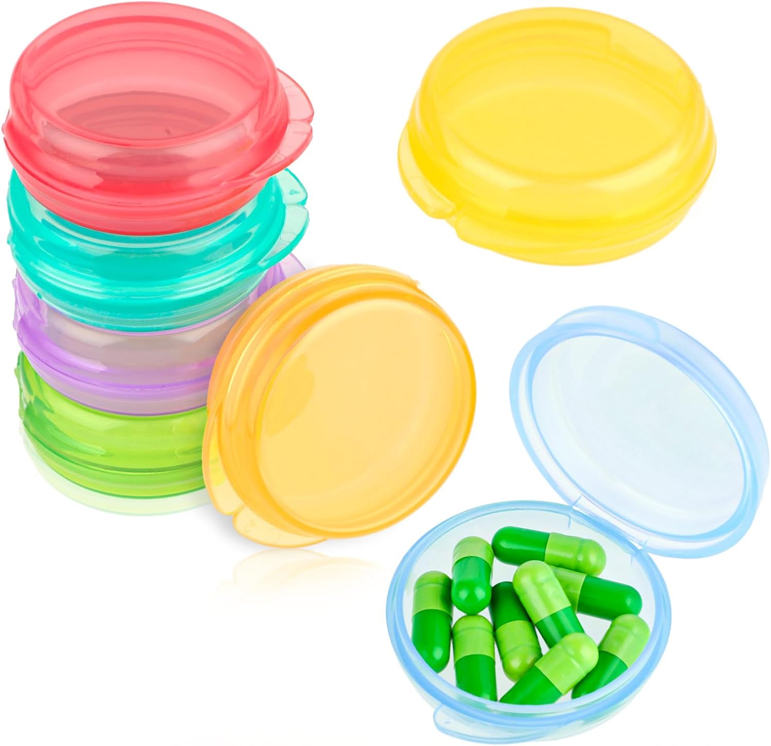 Amabro Pequeña caja organizadora de pastillas, 7 pastilleros de viaje, portátil, contenedor de píldoras diario, mini estuche para píldoras para