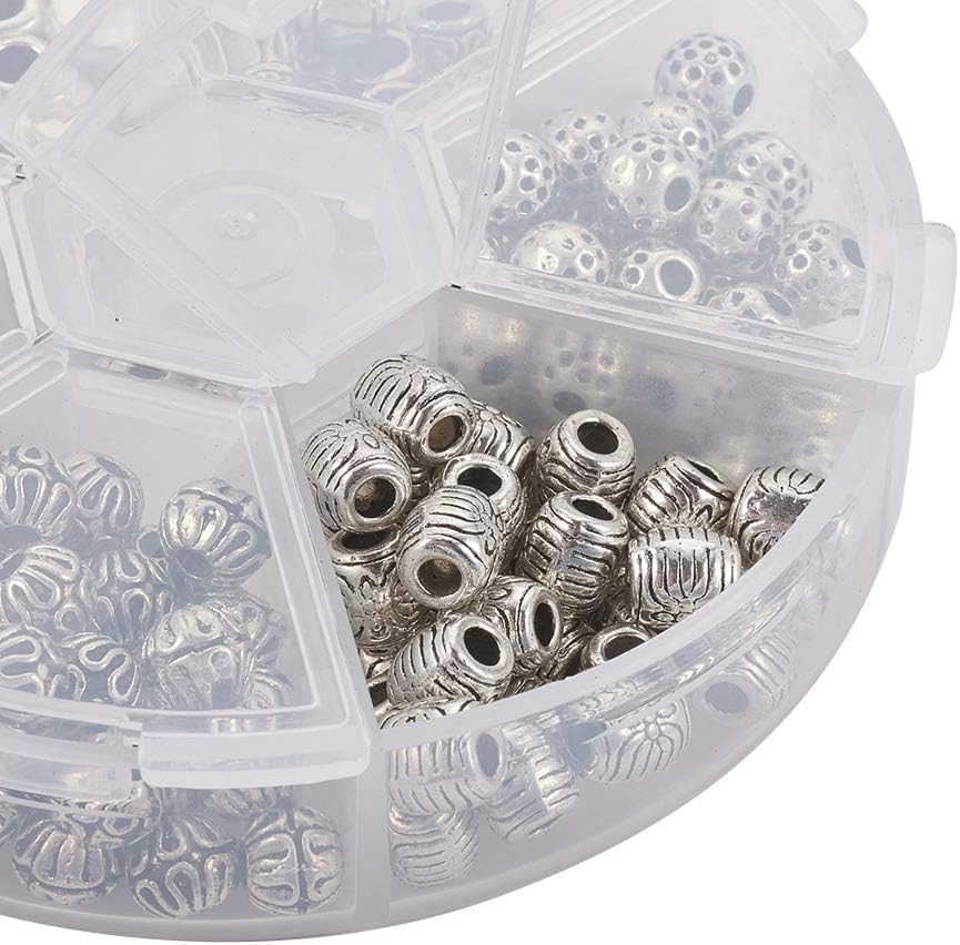Craftdady Cuentas espaciadoras de aleación tibetana mezcladas Antiuqe Perlas sueltas, Metal Plata Zinc Concha