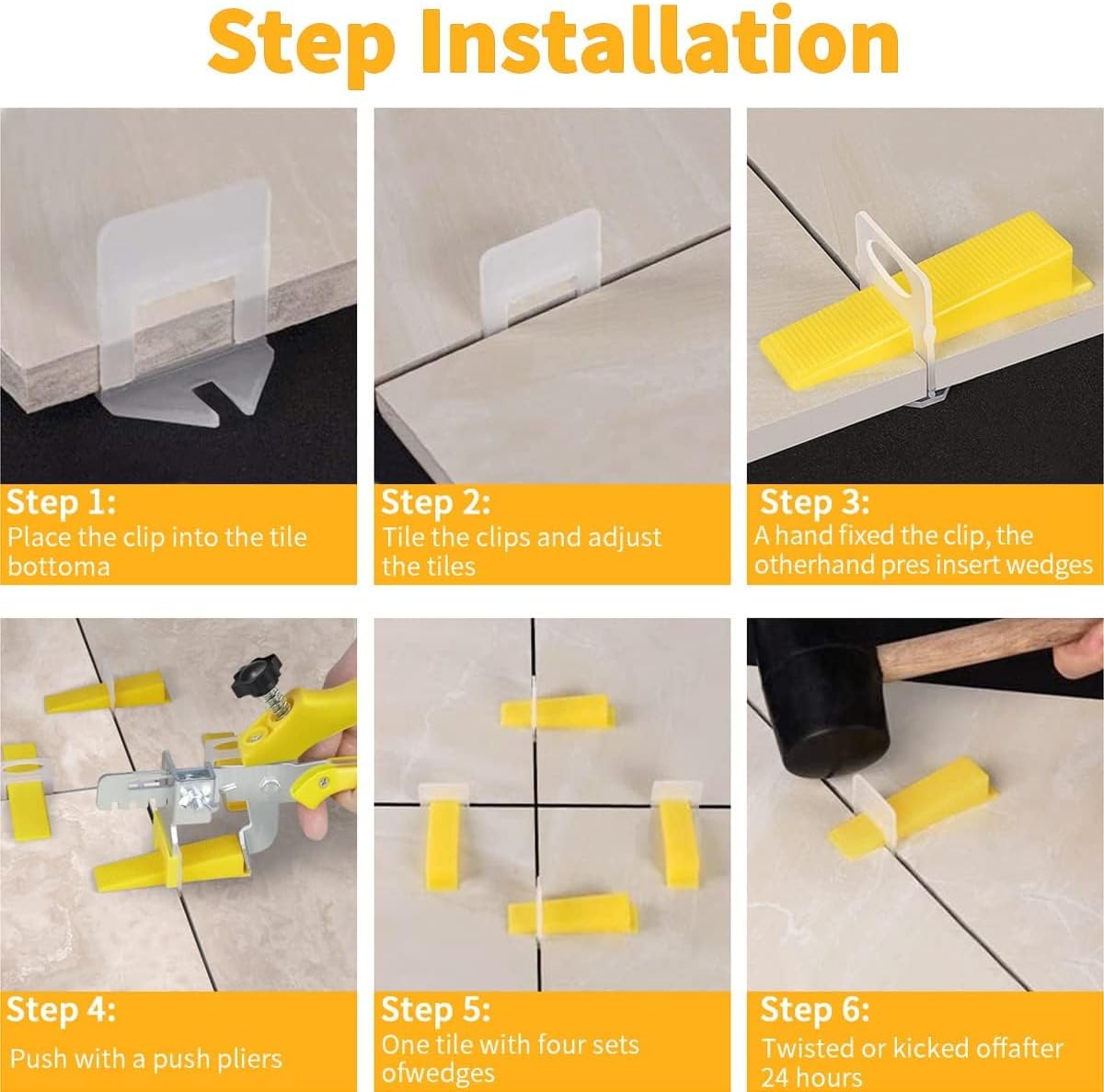 Sistema de nivelación de azulejos con alicates para azulejos, 1200 clips espaciadores de azulejos y 300 cuñas reutilizables, juego de herramientas