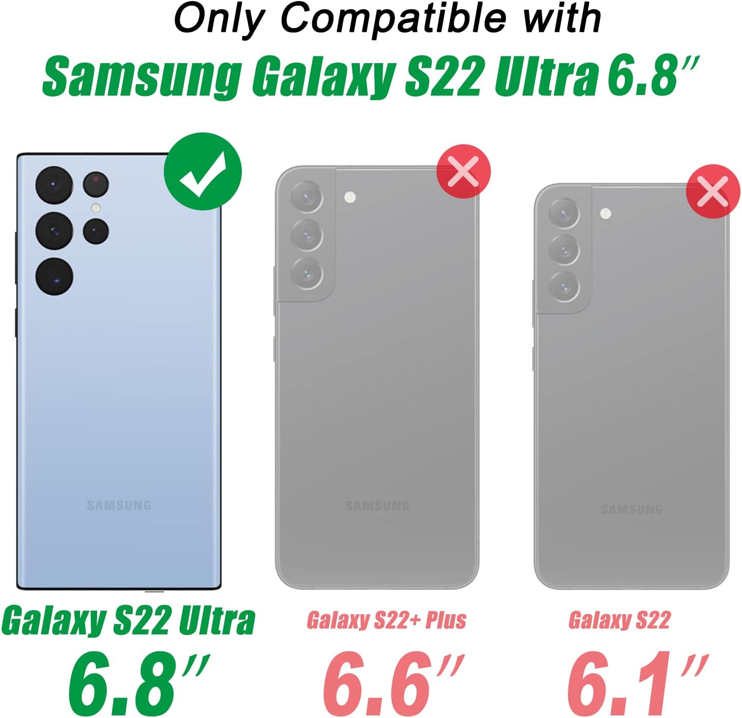 IKAZZ Funda protectora para Galaxy S22 Ultra, de grado militar, a prueba de golpes, resistente, pasa una prueba de caída de 16 pies con soporte