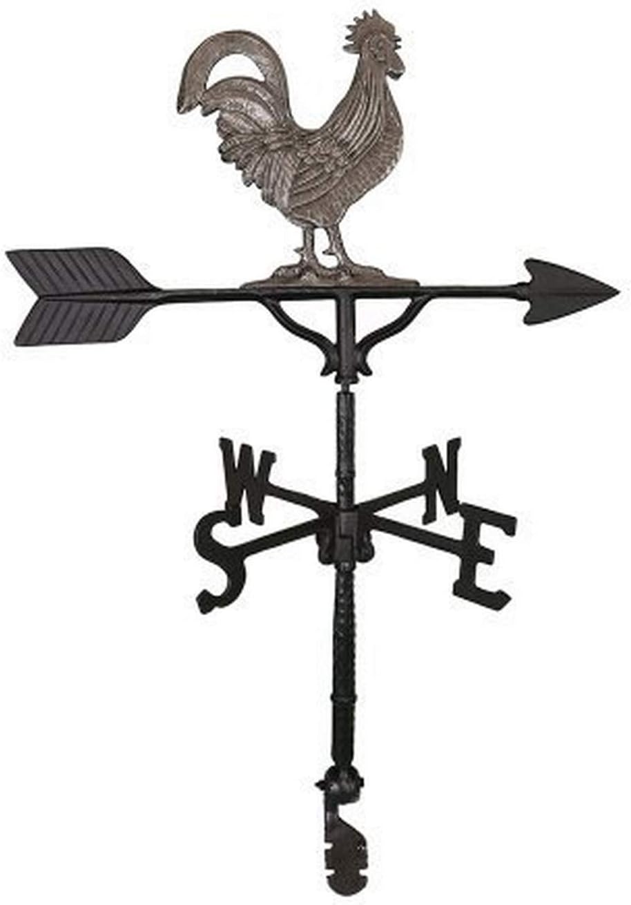 Veleta de 32 pulgadas con adorno de gallo de hierro sueco