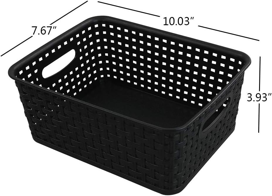 Kiddream Juego de 6 cestas de almacenamiento de tejido de plástico para despensa (negro)