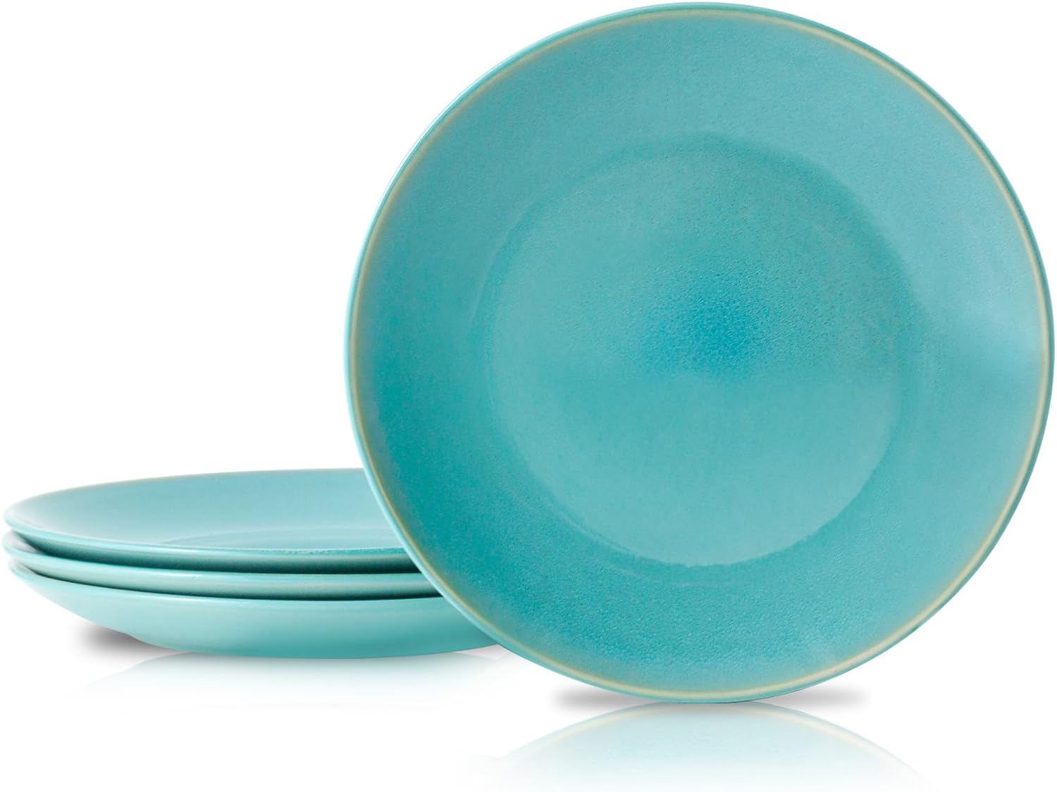 Juego de 4 platos llanos de cerámica verde claro de 8 pulgadas, platos de ensalada de porcelana para pizza, pasta, postre, aperitivos, aperitivos