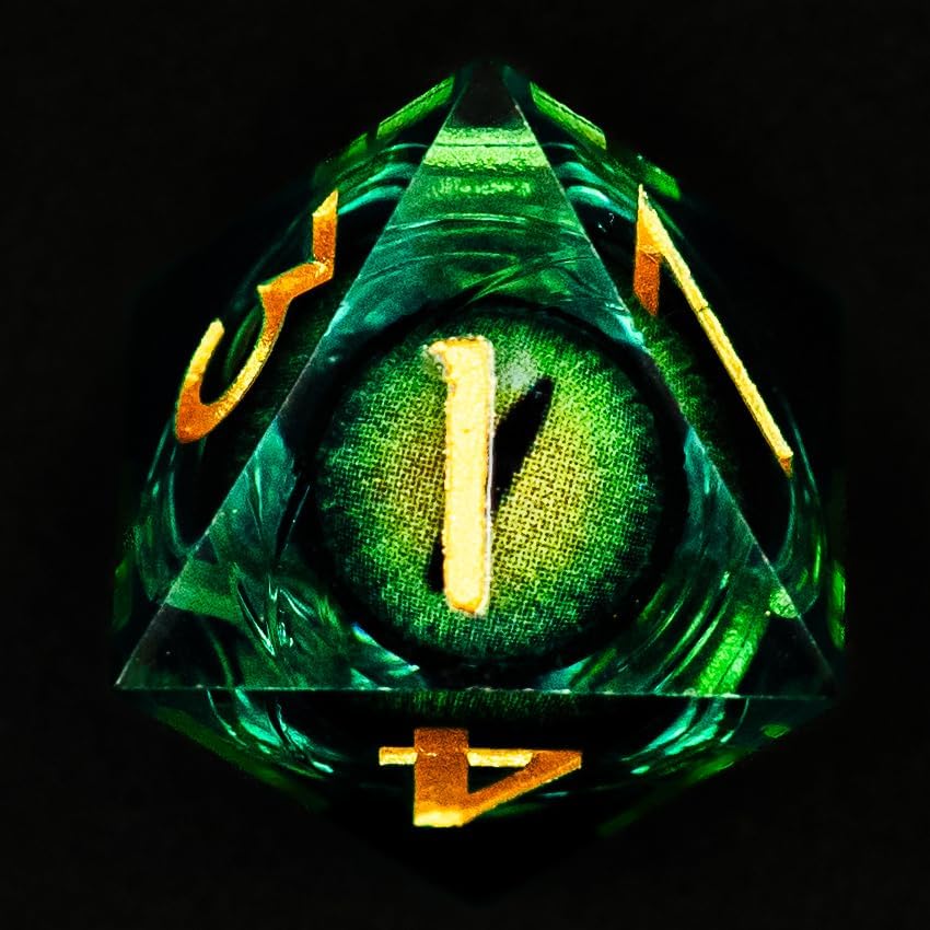 Dados DND de núcleo líquido, un juego completo de dados líquidos D&D con bolsa de terciopelo para juego de mazmorras y dragones (líquido de ojo de