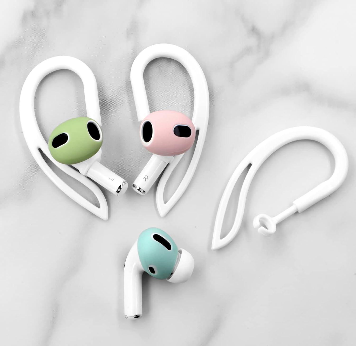 3 pares de ganchos para las orejas compatibles con AirPods Pro 2nd 1st y 3 2 1, rotación de ángulo de 360 grados, longitud ajustable, ganchos