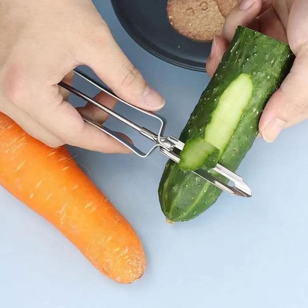 1 cuchillo giratorio de acero inoxidable plateado, multifunción, pelador de manos de zanahoria, papa, zanahoria, cortador de alimentos, frutas,