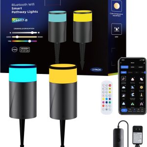 Luces de camino al aire libre 500LM, iluminación de paisaje de bajo voltaje, aplicación inteligente y control Alexa, IP67 impermeable, luces de Luces de camino al aire libre 500LM, iluminación de paisaje de bajo voltaje, aplicación inteligente y control Alexa, IP67 impermeable, luces de