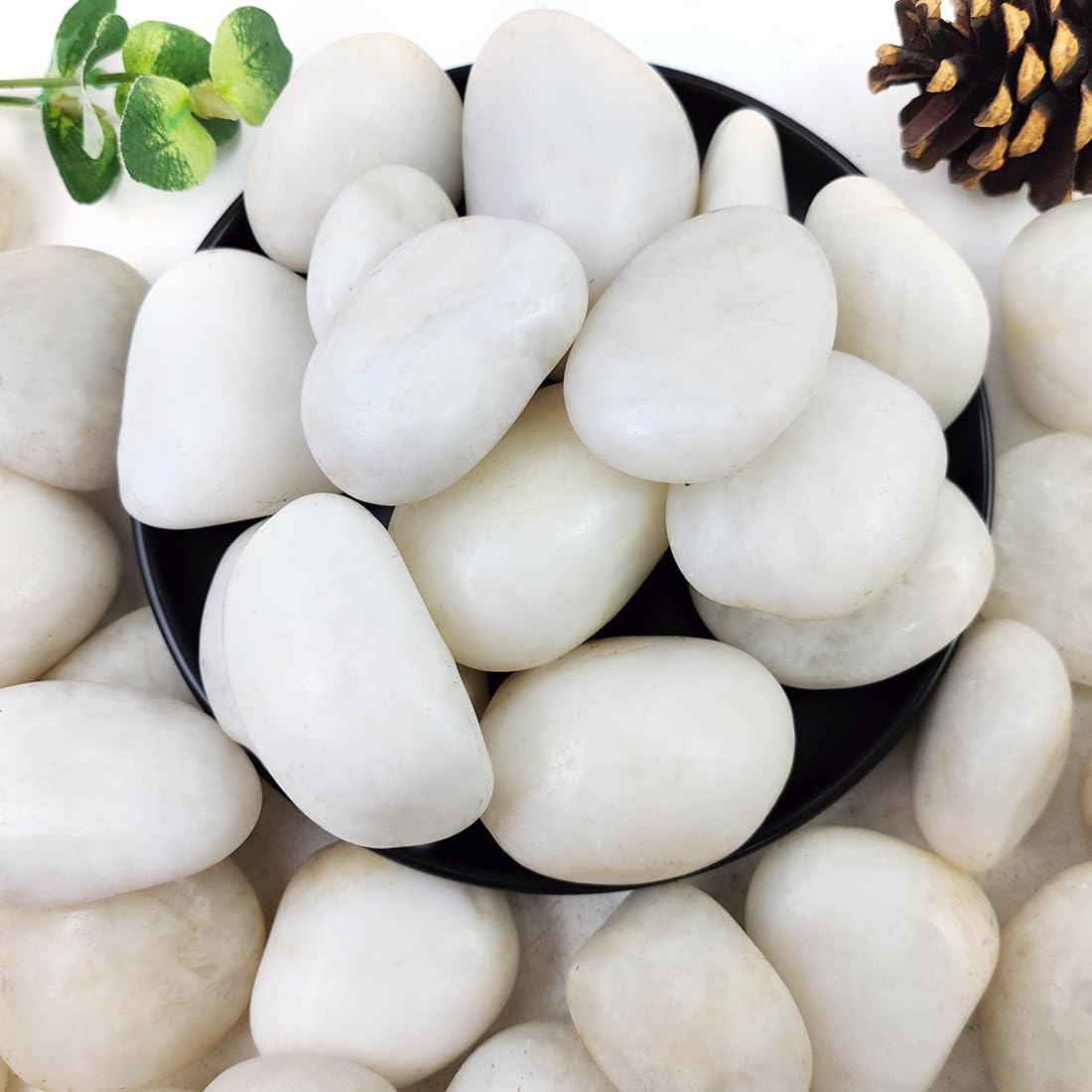 Rocas blancas de río de 40 libras para paisajismo, guijarros naturales de 2 a 3 pulgadas para plantas de interior, piedras decorativas altamente
