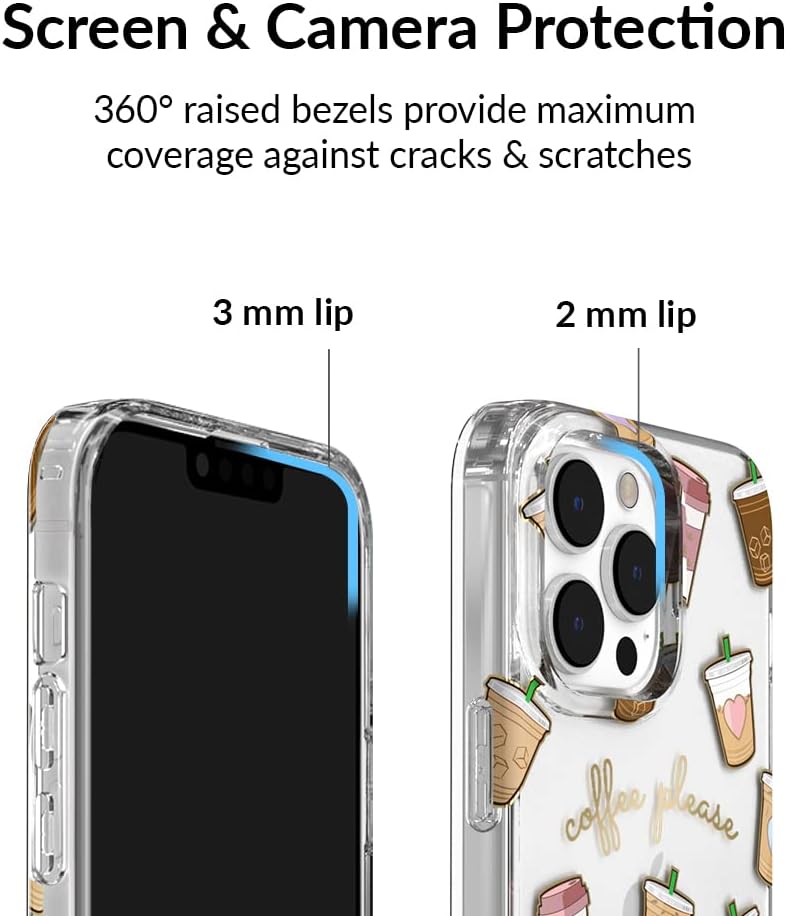 Velvet Caviar Compatible con iPhone 14 PRO Case Coffee probada en caídas de 8 pies, fundas protectoras transparentes para teléfonos