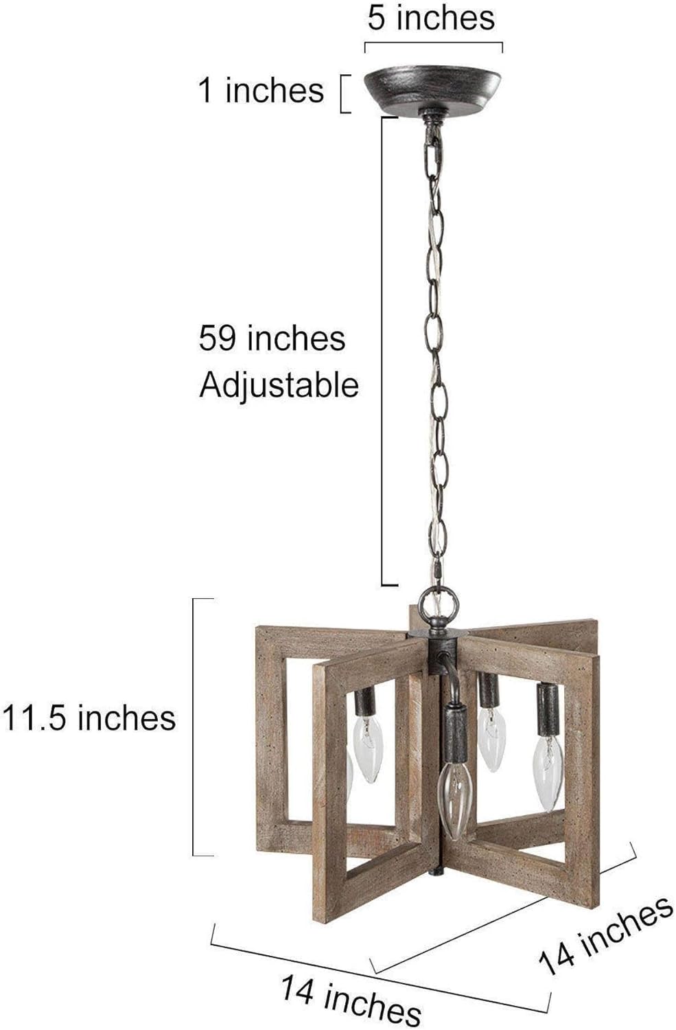 Lámpara de araña de granja, lámpara de madera para isla de cocina, 5 lámparas rústicas para comedor, vestíbulo, entrada