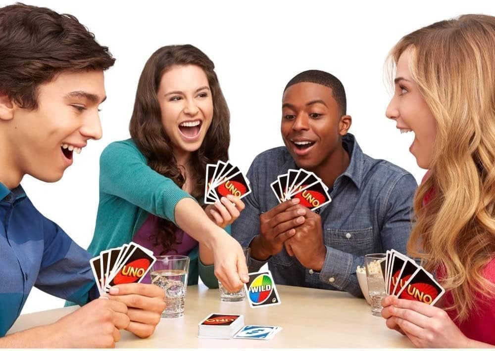 MUESO Juego de cartas UNO (paquete de 2) Juego de cartas Uno para 7 años y más para adultos, juego de 108 cartas
