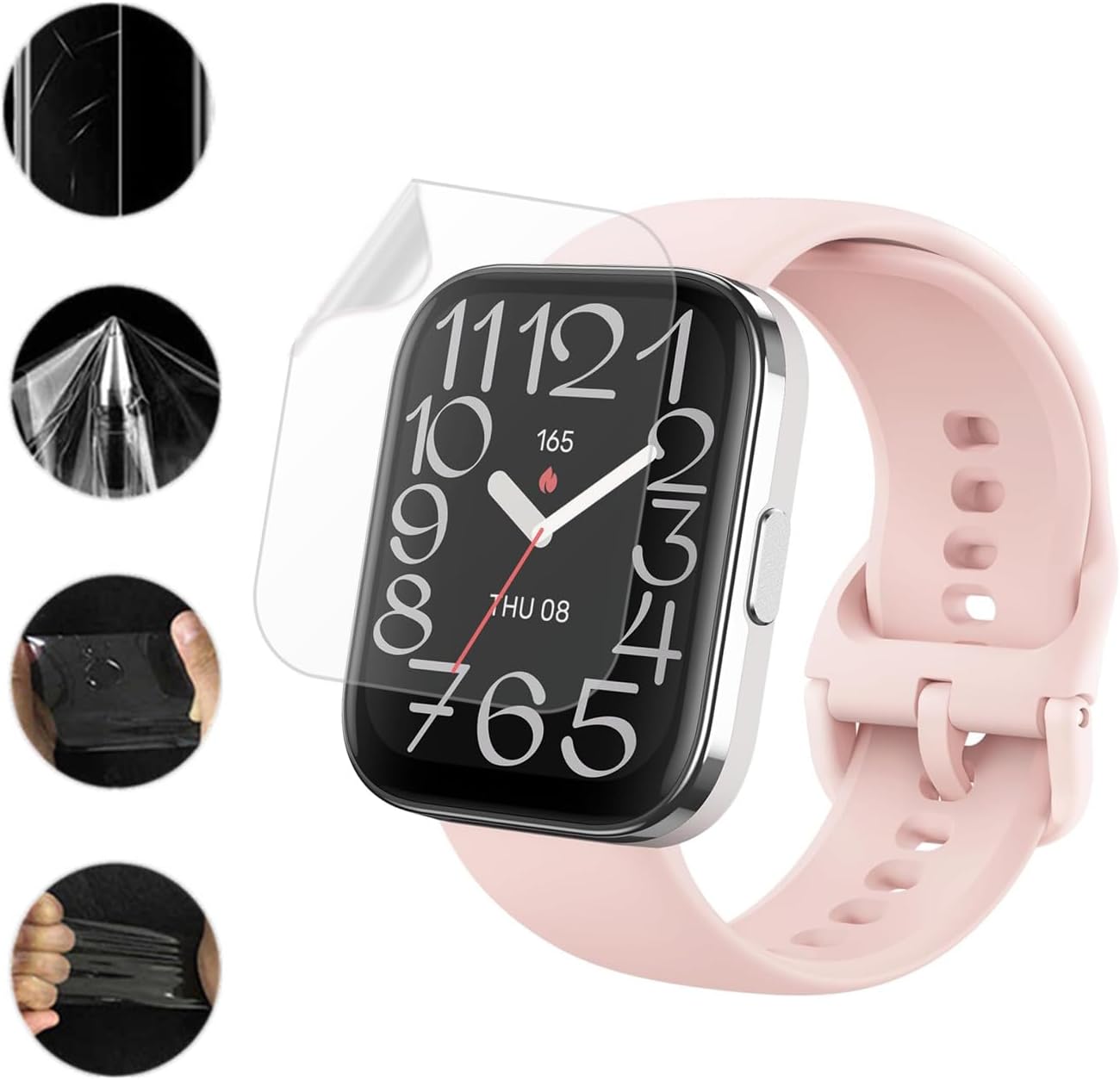 Aemus Protector de pantalla compatible con Amazfit Bip 5 Unity (6 unidades) Reloj inteligente flexible cobertura completa película de TPU