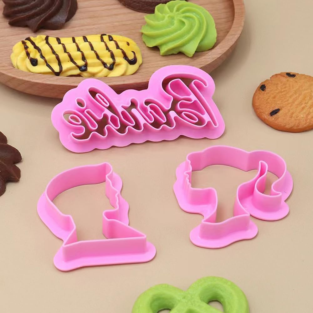 Cortador de galletas con cabeza de muñeca, pareja de muñecas, cortadores de galletas, plantilla de pastel de fondant, linda silueta de muñeca en 3D,