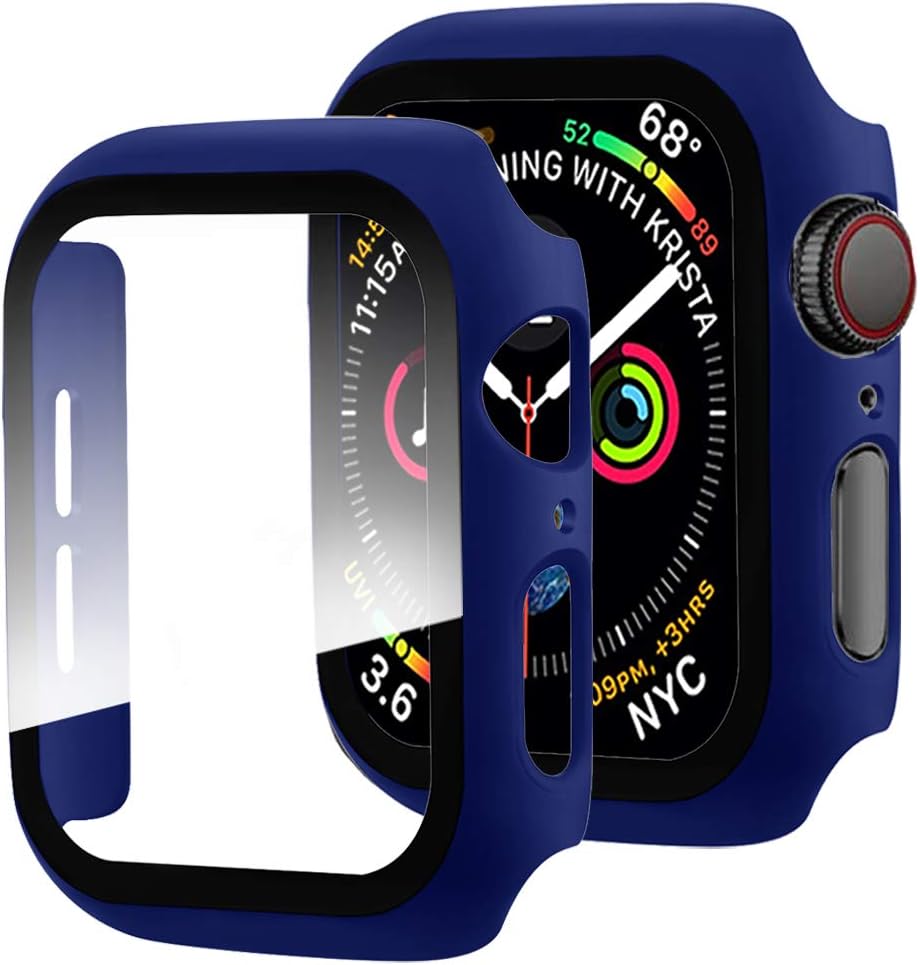 Miimall Funda compatible con Apple Watch de 1.732 pulgadas con protector de pantalla antiarañazos, a prueba de golpes, mate y protector de pantalla