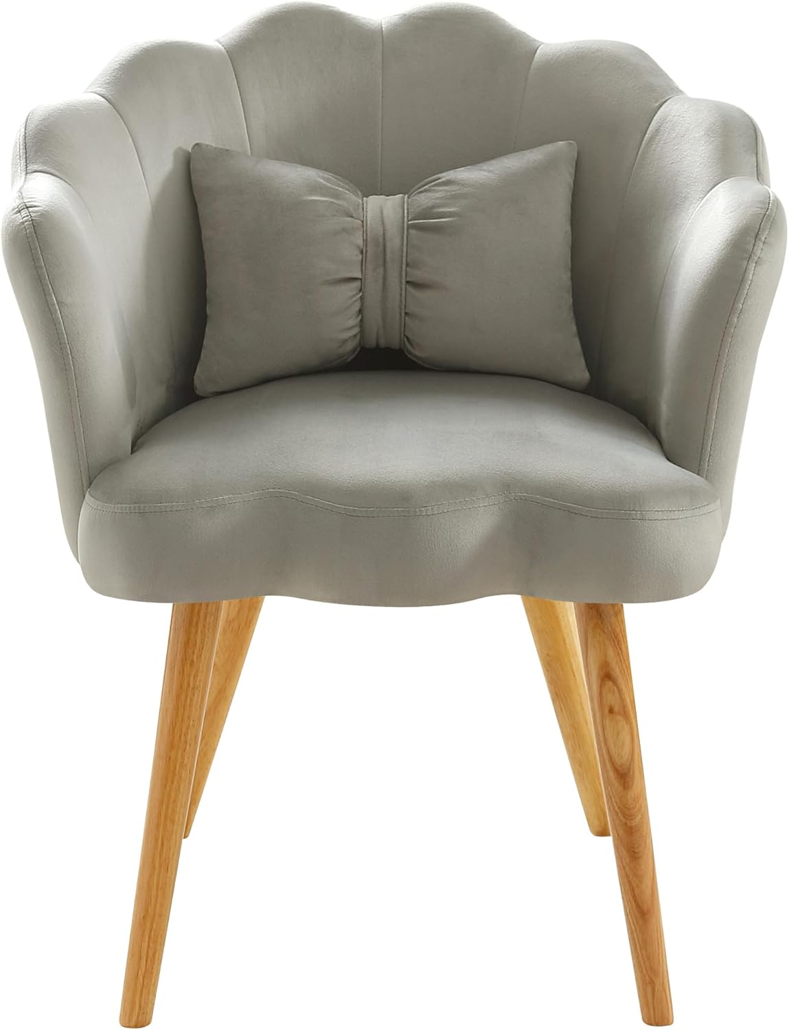 Clihome Silla de sala de estar con patas de madera, silla tapizada de terciopelo, silla moderna con brazo con almohada para comedor, dormitorio,