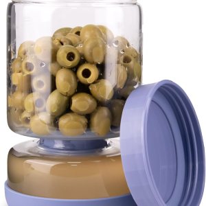 Tarro de pepinillos con colador abatible para separador de jugo de pepinillos de húmedo y seco, tapa ABS de grado alimenticio mejorada y tarro de Tarro de pepinillos con colador abatible para separador de jugo de pepinillos de húmedo y seco, tapa ABS de grado alimenticio mejorada y tarro de