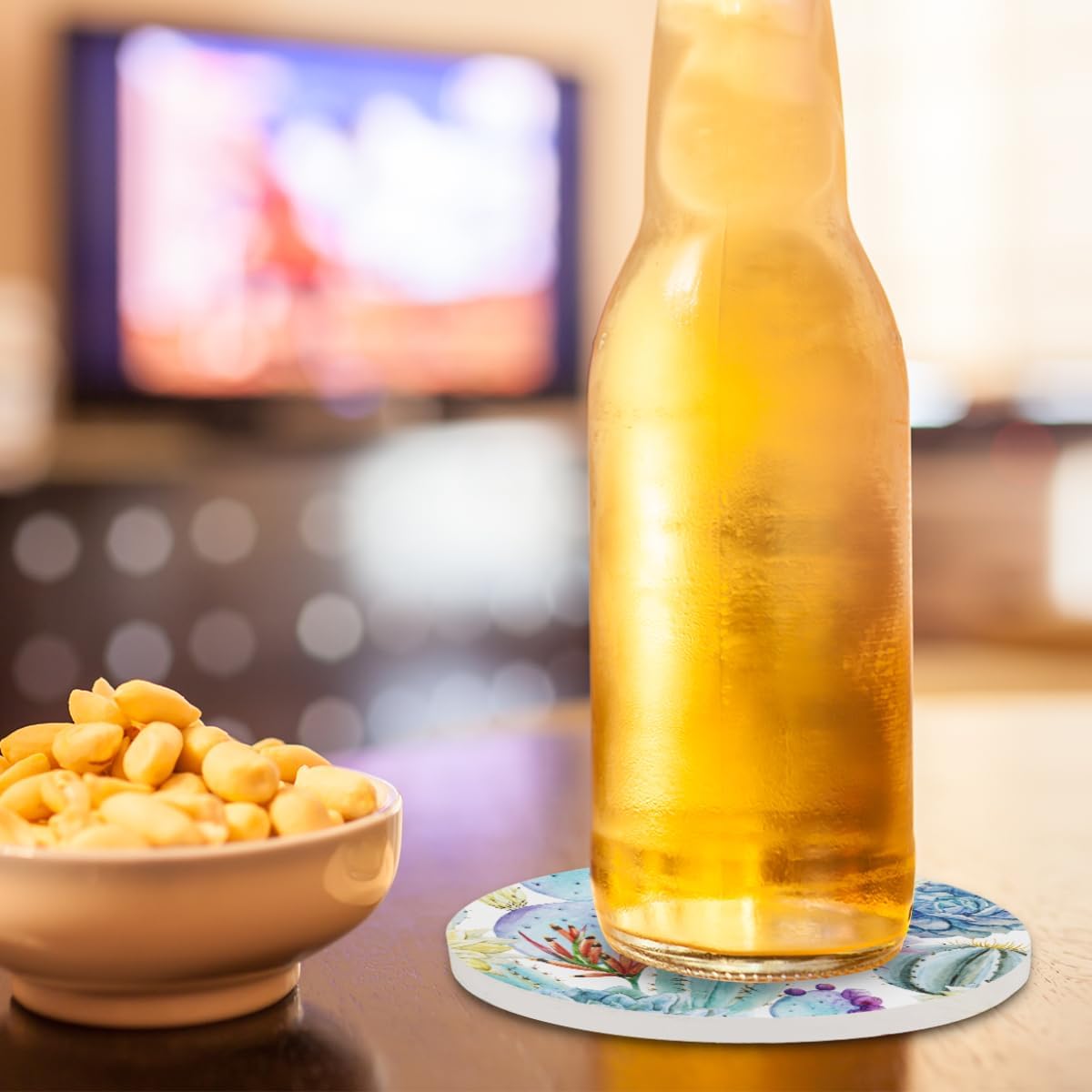 1 posavasos para bebidas, juego de posavasos de corcho absorbente de cactus para bebidas, tapete redondo para plantas suculentas, posavasos para el