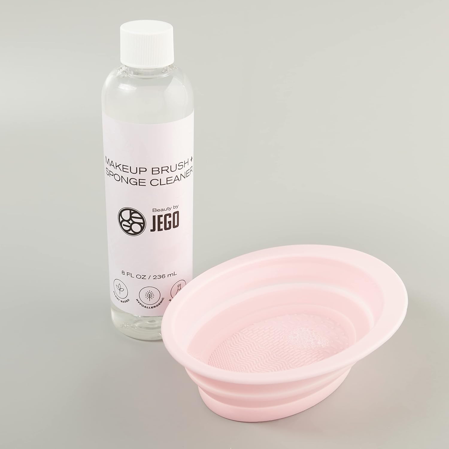 JEGO Solución limpiadora de brochas de maquillaje, limpiador de esponjas, limpiador líquido para brochas de maquillaje, solución hipoalergénica y a
