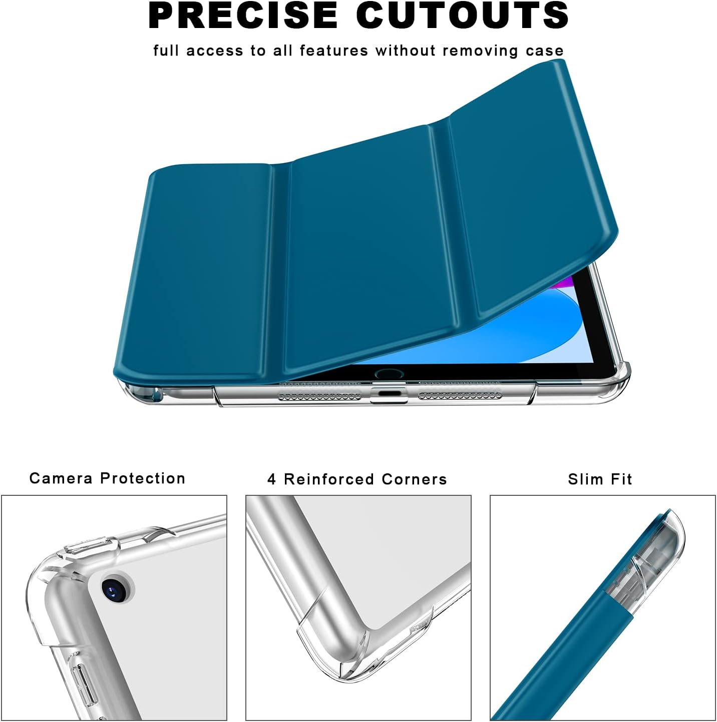 GOODON Funda para iPad de 9 generación 2021iPad de 8 generación 2020iPad de 7 generación 2019 con soporte para lápices, funda de triple pliegue