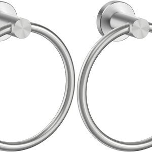 FORIOUS Paquete de 2 toallas de baño de níquel cepillado, soporte para toallas de mano de acero inoxidable SUS 304 montado en la pared, anillo de FORIOUS Paquete de 2 toallas de baño de níquel cepillado, soporte para toallas de mano de acero inoxidable SUS 304 montado en la pared, anillo de