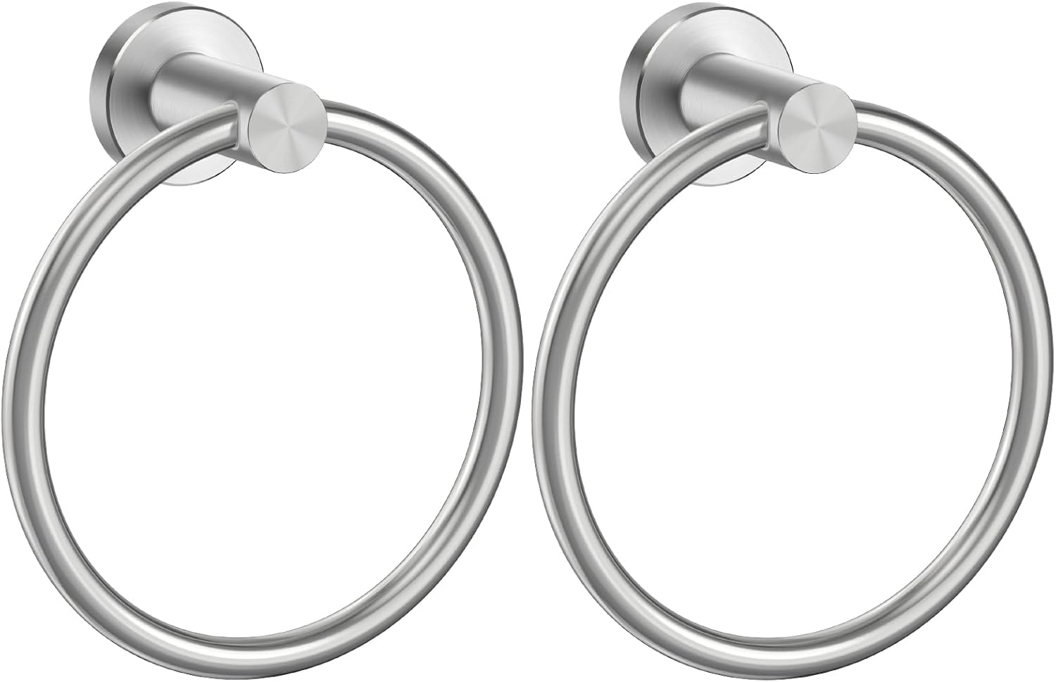 FORIOUS Paquete de 2 toallas de baño de níquel cepillado, soporte para toallas de mano de acero inoxidable SUS 304 montado en la pared, anillo de
