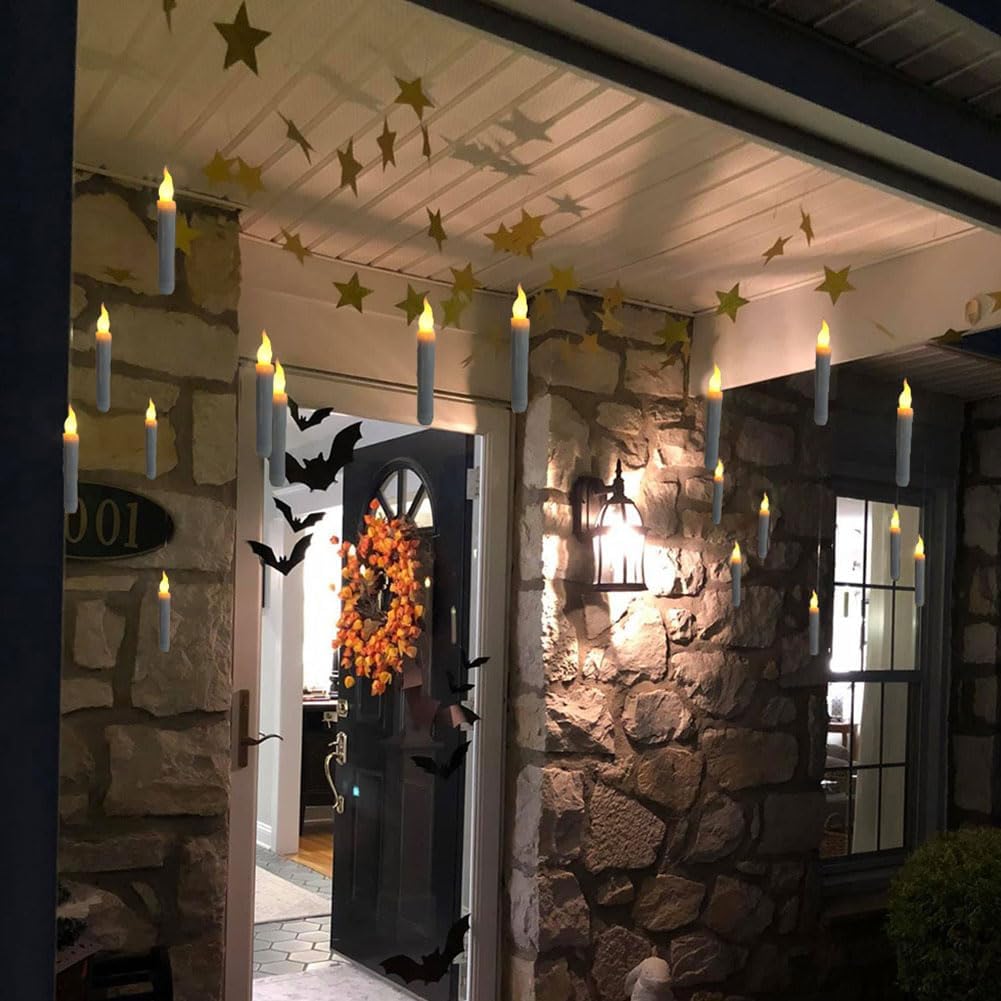 Decoraciones de Halloween, velas LED flotantes sin llama, velas LED flotantes para decoración de Halloween, velas cónicas LED sin llama, para