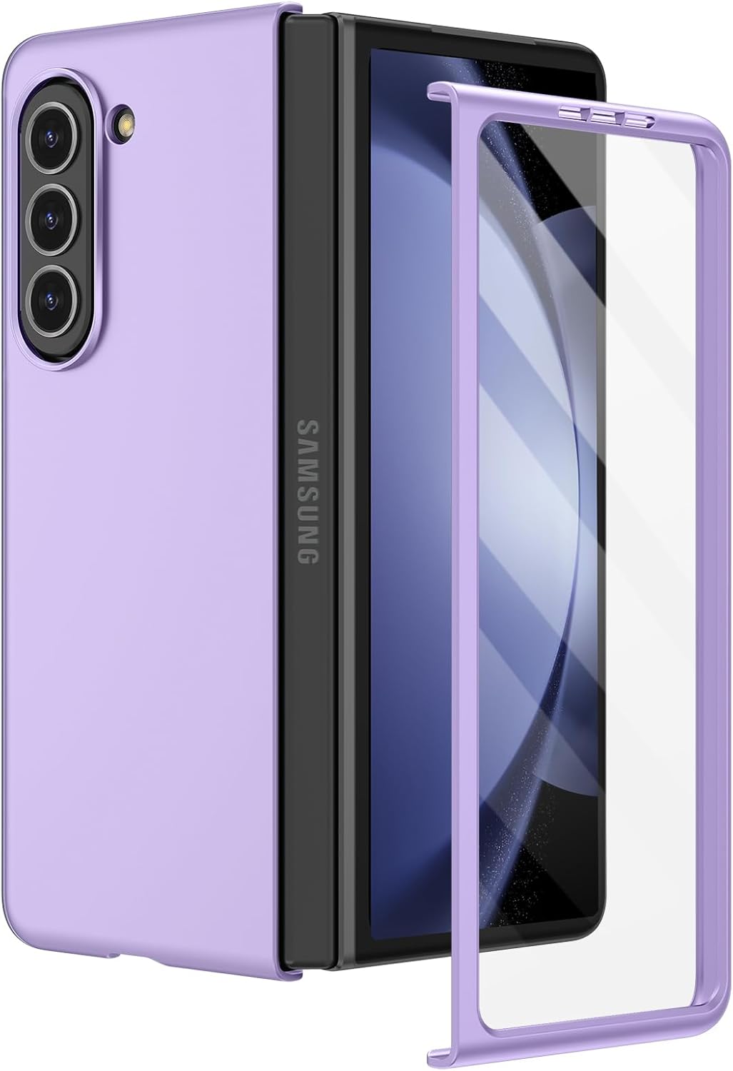 Ruky Funda para teléfono Samsung Z Fold 5, funda protectora a prueba de golpes, con protector de pantalla integrado y soporte de carga inalámbrica