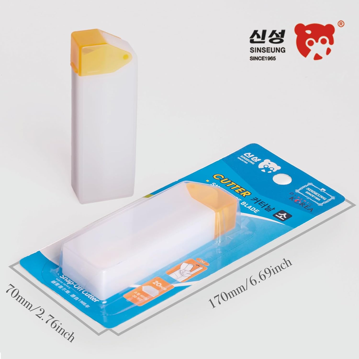 20 cuchillas de repuesto de cuchillo utilitario de 0.354 in, cuchillas a presión con rompecuchillas y caja de reciclaje, hoja de acero al carbono