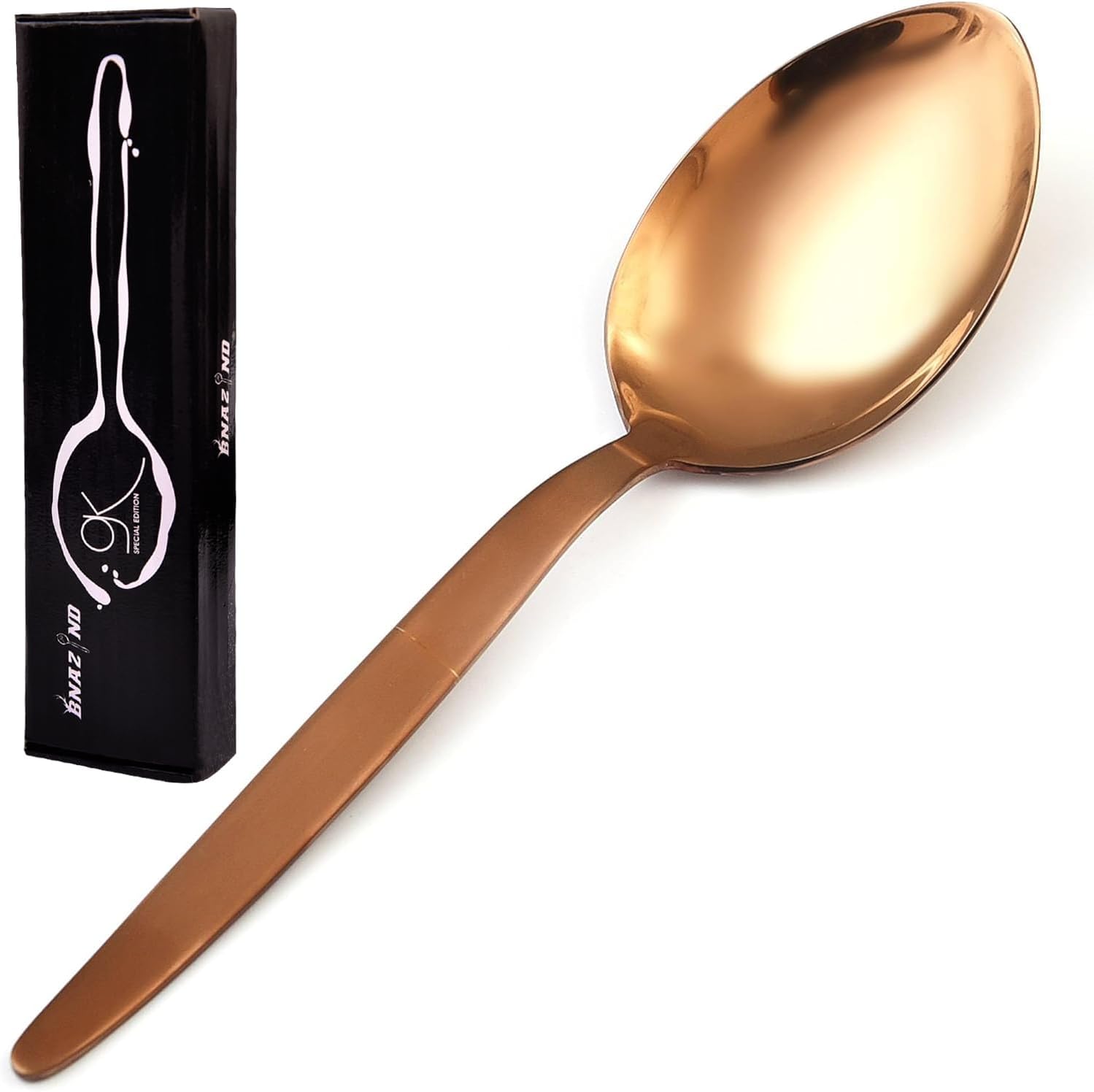 Kunz Spoons Cucharas de cocina de acero inoxidable 1810 de titanio brillante oro rosa cuchara para untar  Cucharas de 9 pulgadas  Cucharas diarias