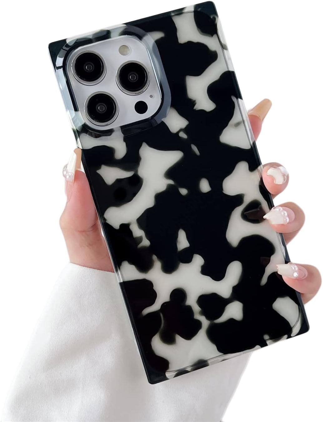 Cocomii Funda cuadrada compatible con iPhone 13 Pro Max, lujosa, delgada, brillante, transparente translúcida, concha de tortuga clásica, fácil de