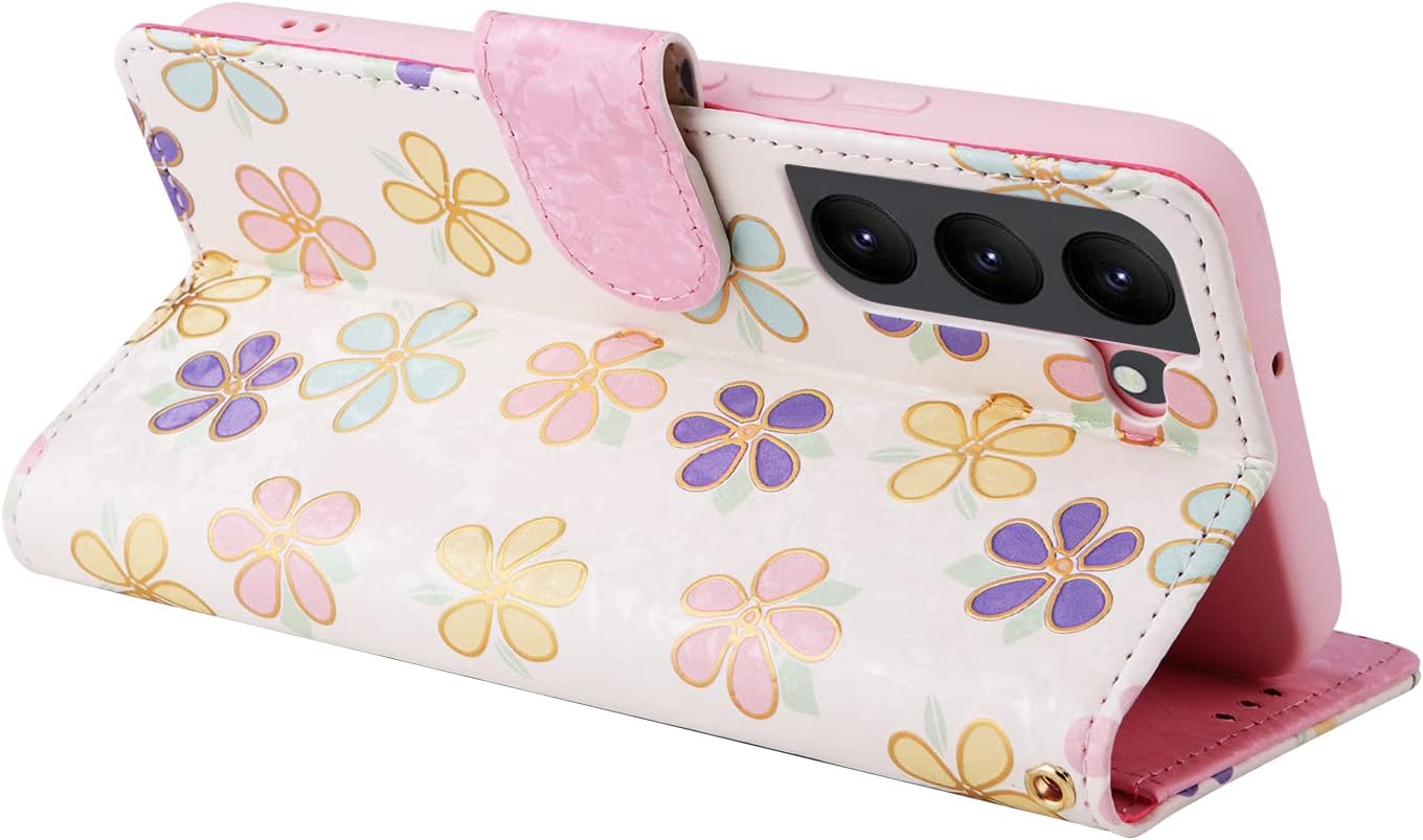 UEEBAI Funda tipo cartera para Samsung Galaxy S23 5G, piel sintética, función atril, bloqueo RFID, con ranuras para tarjetas, correa de muñeca,