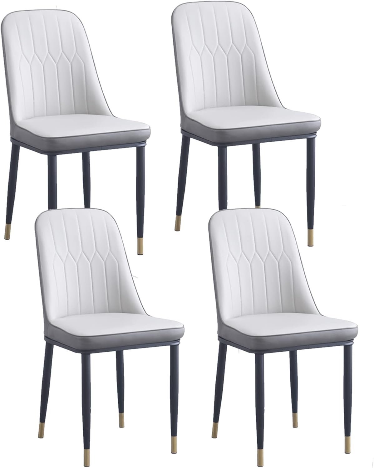 Juego de 4 sillas de comedor, tapizadas de poliuretano, con superficie impermeable y patas de metal para comedor, dormitorio, cocina, restaurante,