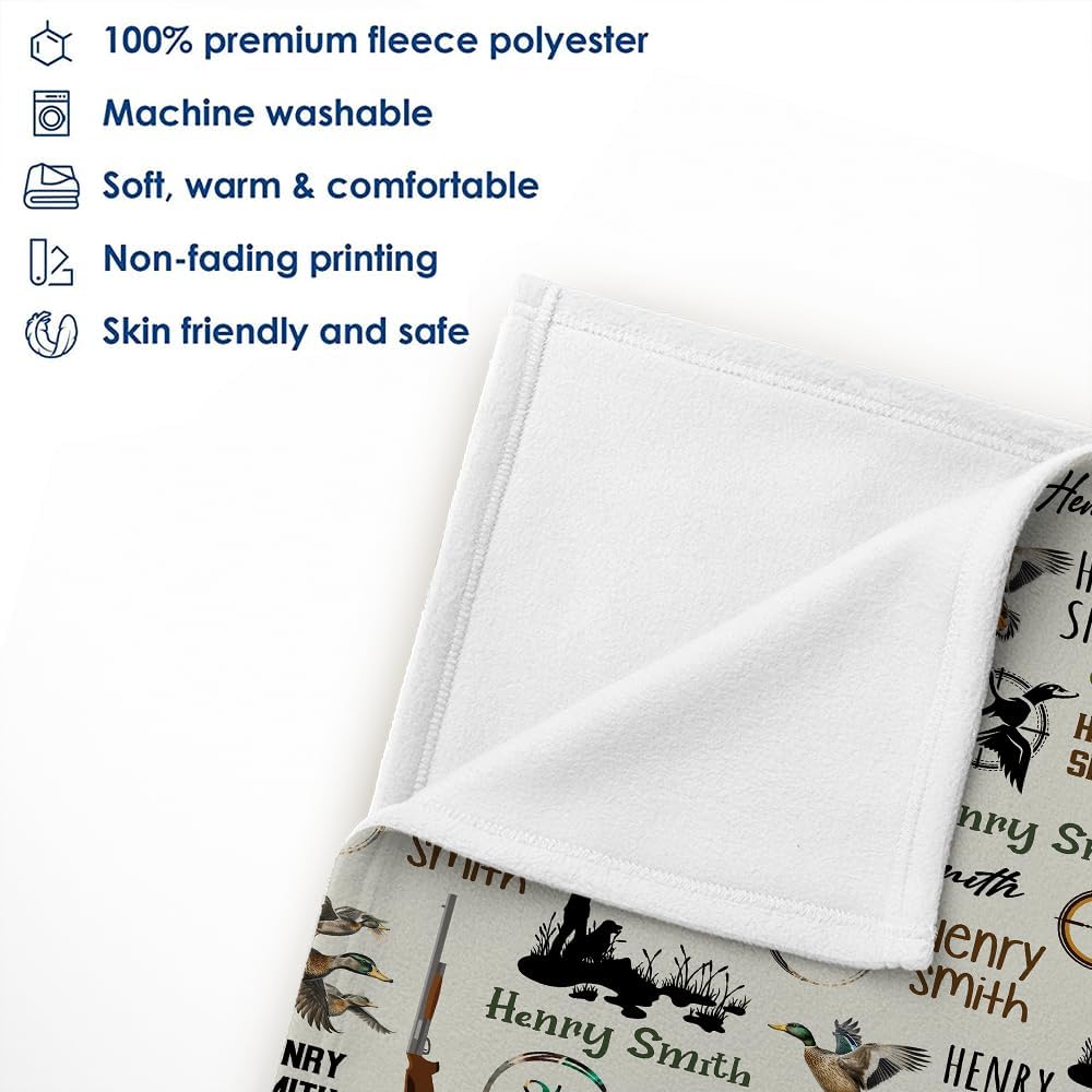 DIZZY Manta de bebé personalizada con nombres, manta de caza de patos, manta de bebé de pato personalizada, manta de bebé de aves acuáticas, manta