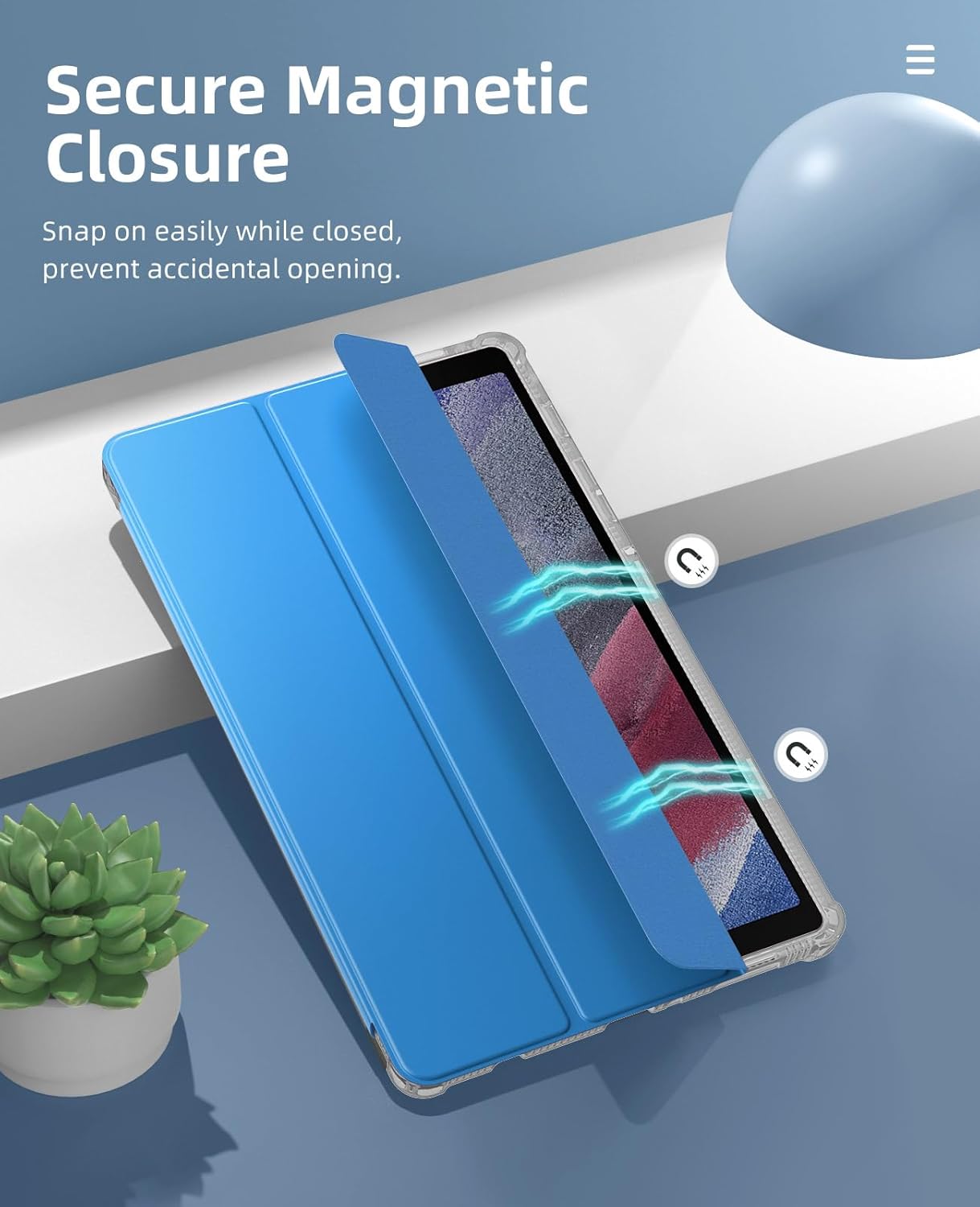 MoKo Funda compatible con Samsung Galaxy Tab A7 Lite de 8.7 pulgadas 2021 (SM-T225T220T227), funda inteligente delgada y ligera con triple soporte