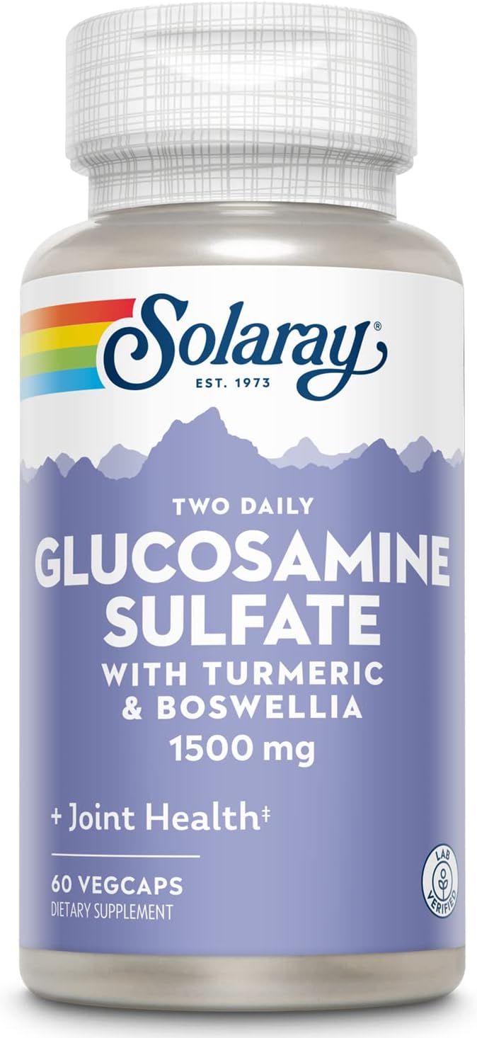 SOLARAY Sulfato de glucosamina de 1500 mg, suplemento de apoyo saludable para las articulaciones, potente fórmula de tejido conectivo y salud