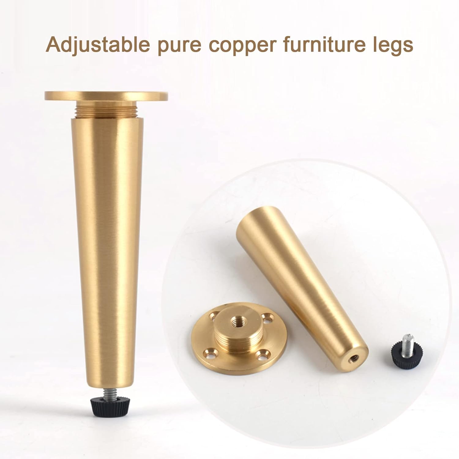 Patas rectas de latón puro ajustables, patas de sofá, patas de mesa de café, mueble de baño, mueble de TV, pies de 6 a 9.8in, transporte de
