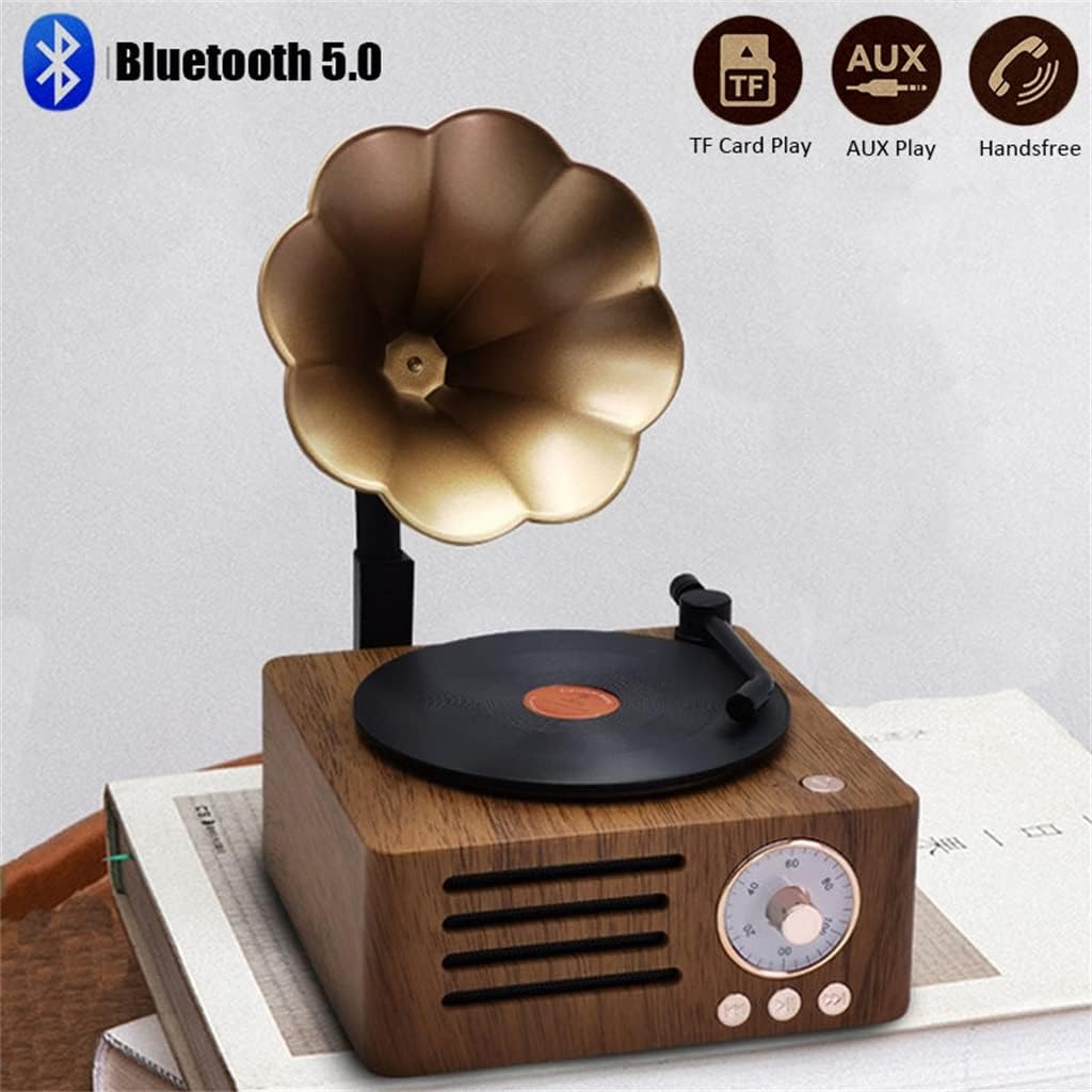 Retro Radio Portátil Mini FM Altavoz MP3 Música Caja Vintage Reproductor de discos