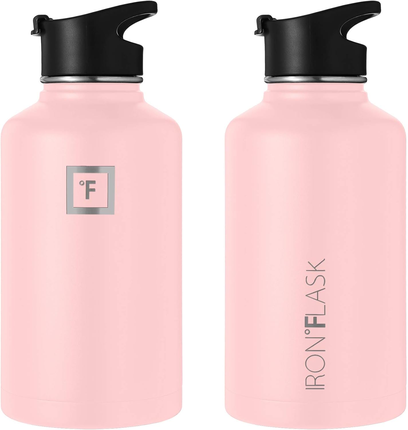 IRON FLASK – Botella deportiva de 14, 18, 22, 32, 40, 64 o 128 onzas, 3 tapas (boquilla), acero inoxidable aislado al vacío, doble pared moderna,