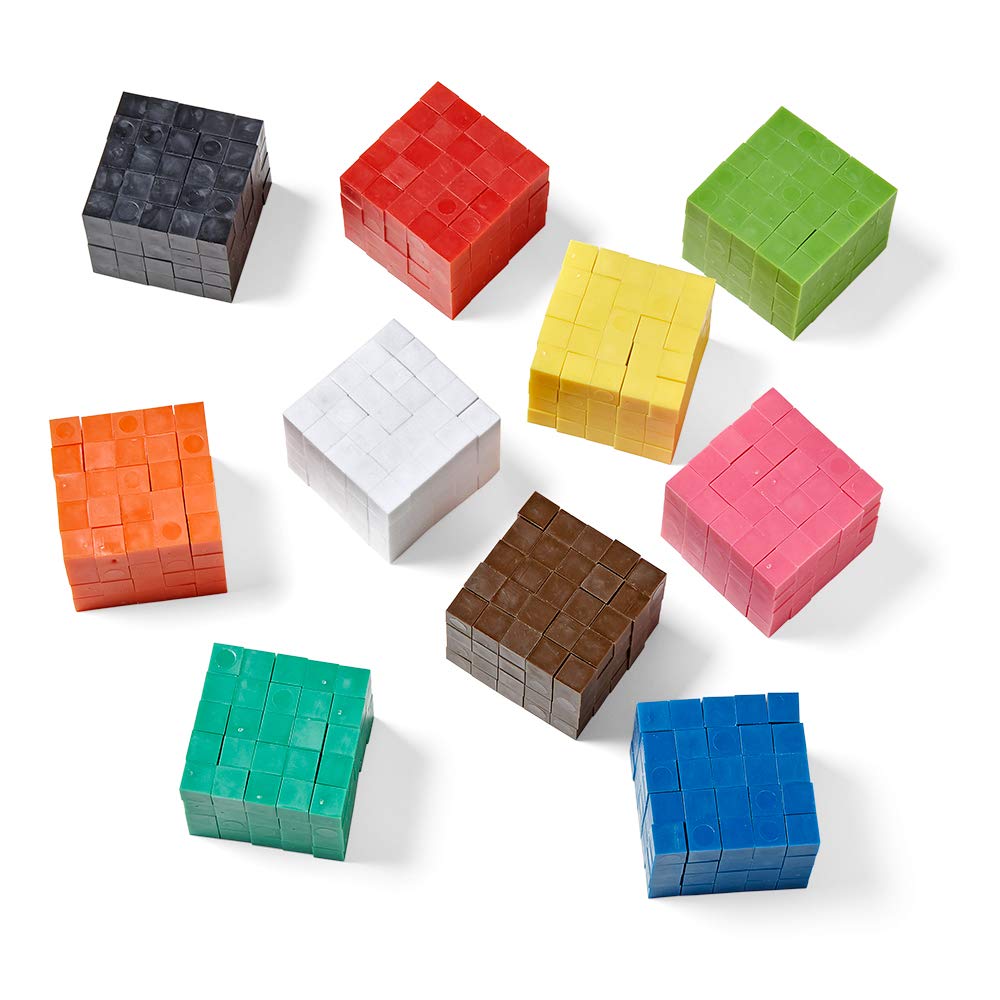 hand2mind Bloques de plástico, cubos de conteo para matemáticas de niños, bloques de 0.4 in para manualidades preescolares, manipuladores de