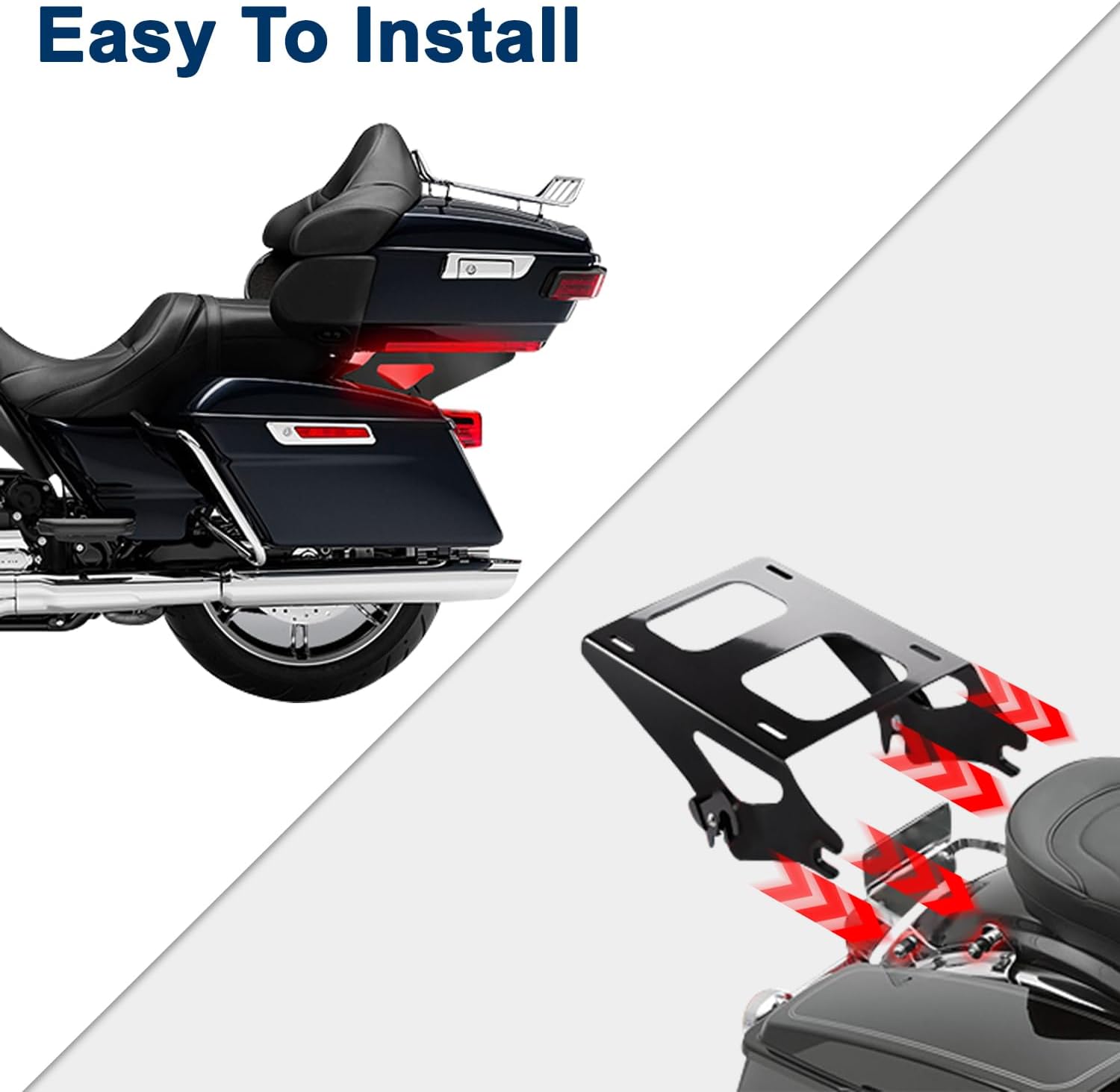 Soporte de paquete turístico, portaequipajes desmontable para Harley Tour Pak, compatible con Harley Davidson Touring Street GlideElectra GlideRoad