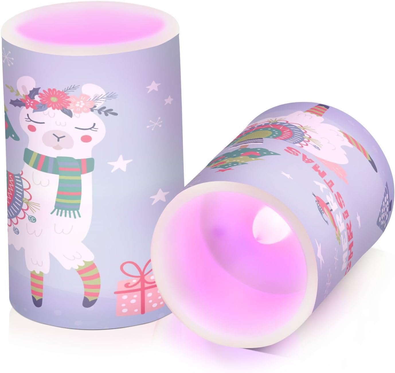 Cute Llama Christmas Gift Flameless Candles with Remote Timers Xmas Bird Pillar Candles for Bedroom Bathroom Outdoor Party Garden Ambient Lighting