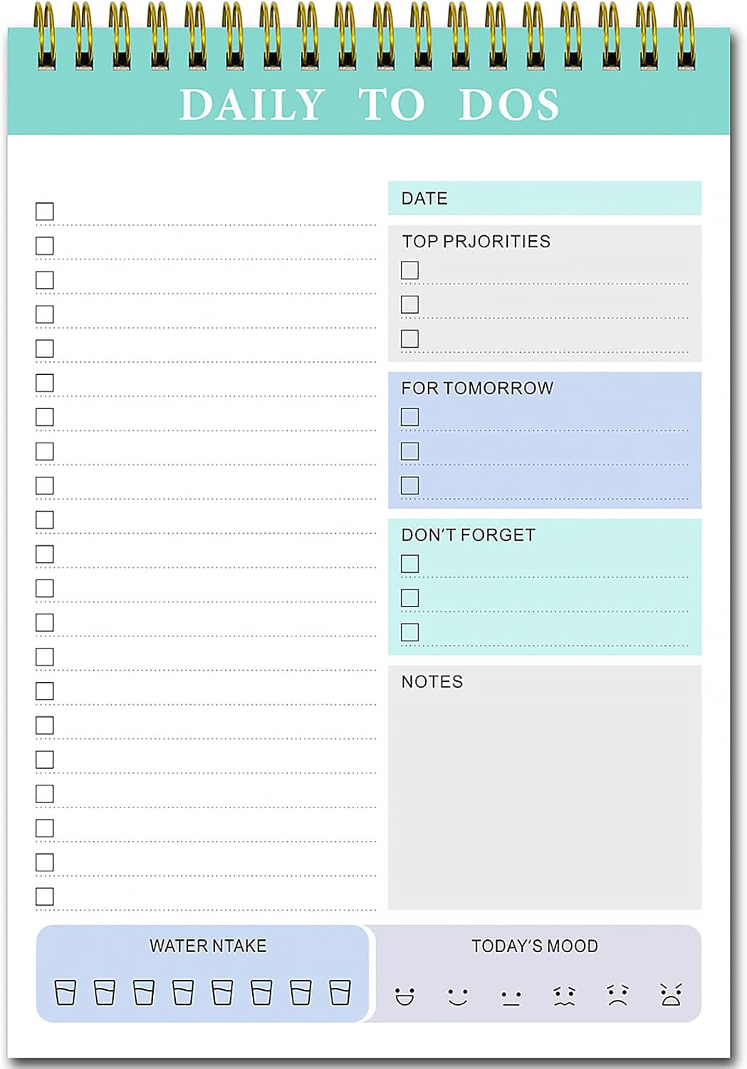 Bloc de notas diario a dos, bloc de notas de lista de tareas, planificador de tareas de gestión del tiempo, organizador de cuadernos para