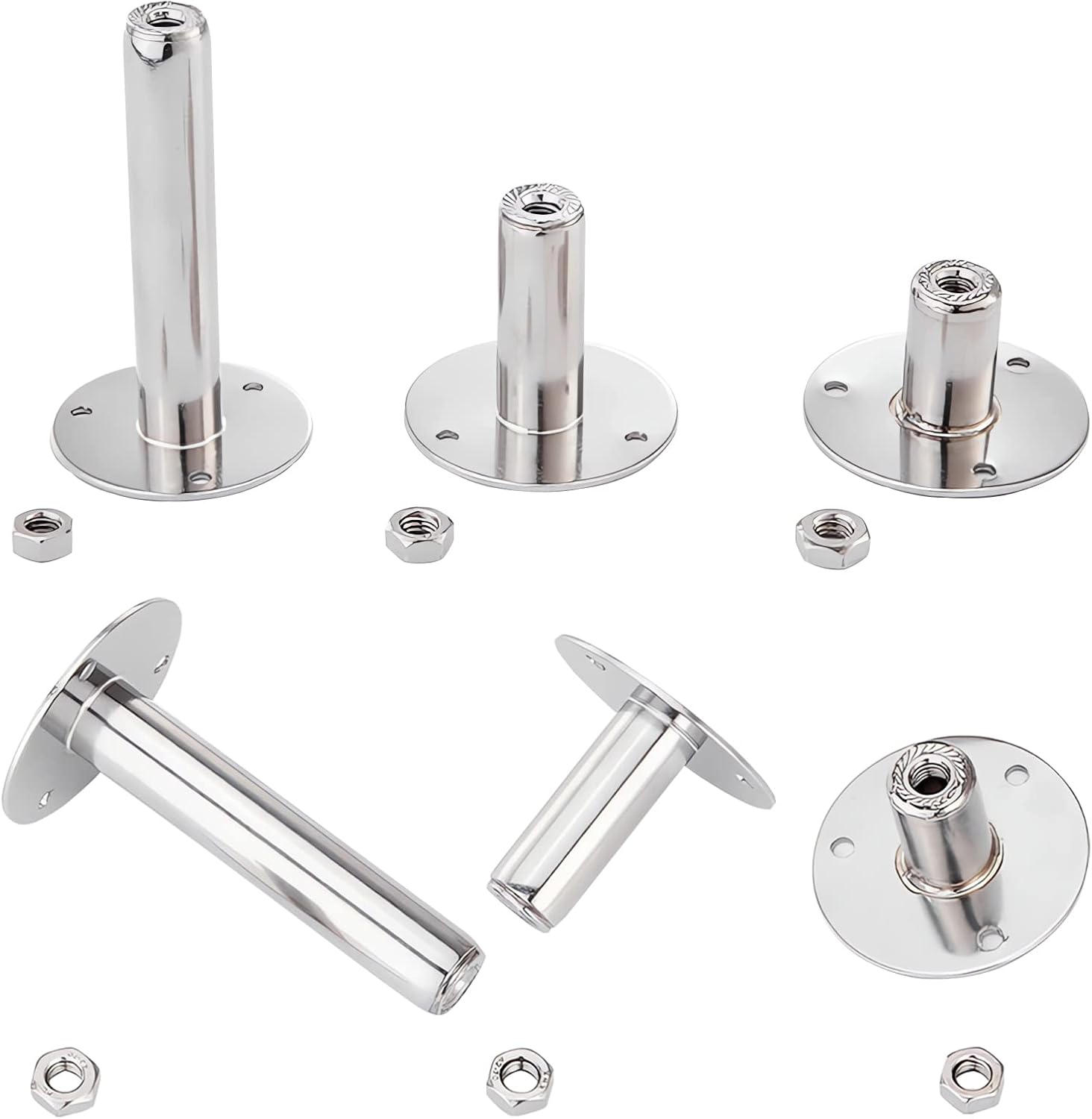 2 tubos de montaje en pared para montaje en techo, tubos de acero inoxidable 304, soporta separación de tuberías, altura ajustable de 30-60 mm