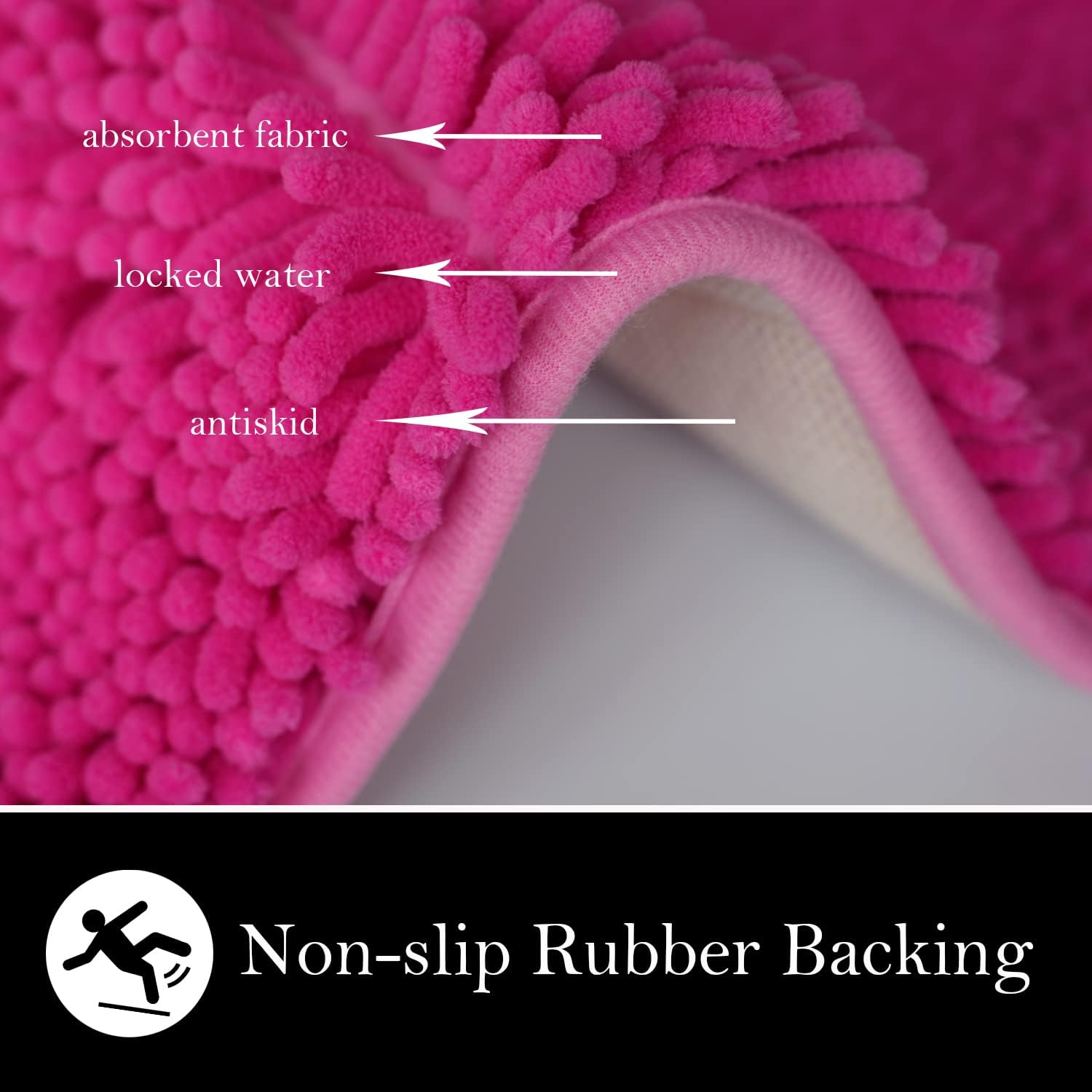 AINAHYVA Juego de 2 tapetes de baño de chenilla, superabsorbentes, parte trasera antideslizante de PVC, tapetes de baño para baño, felpa peluda,