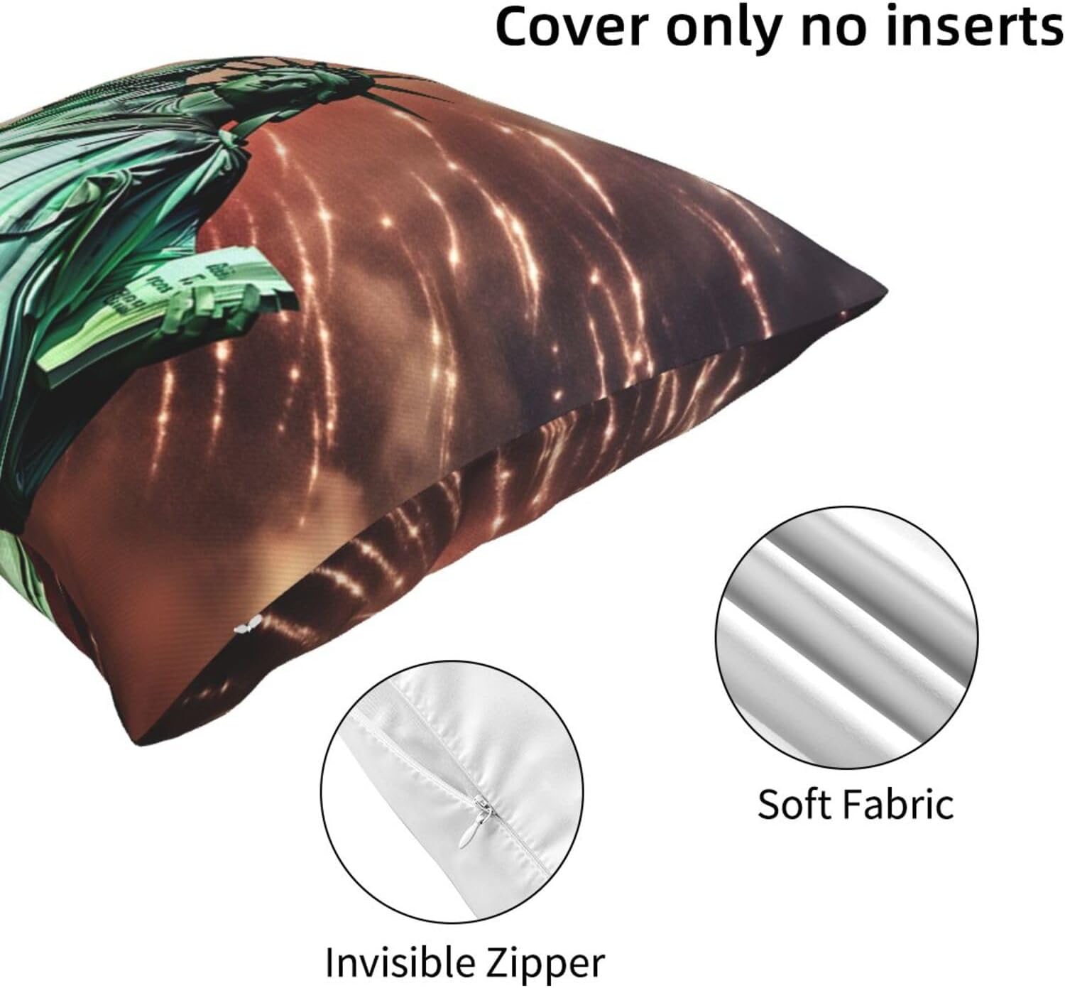 Fundas de almohada con estampado de fuegos artificiales con bandera de la libertad de 16 x 16 pulgadas, funda de cojín cuadrada suave y duradera