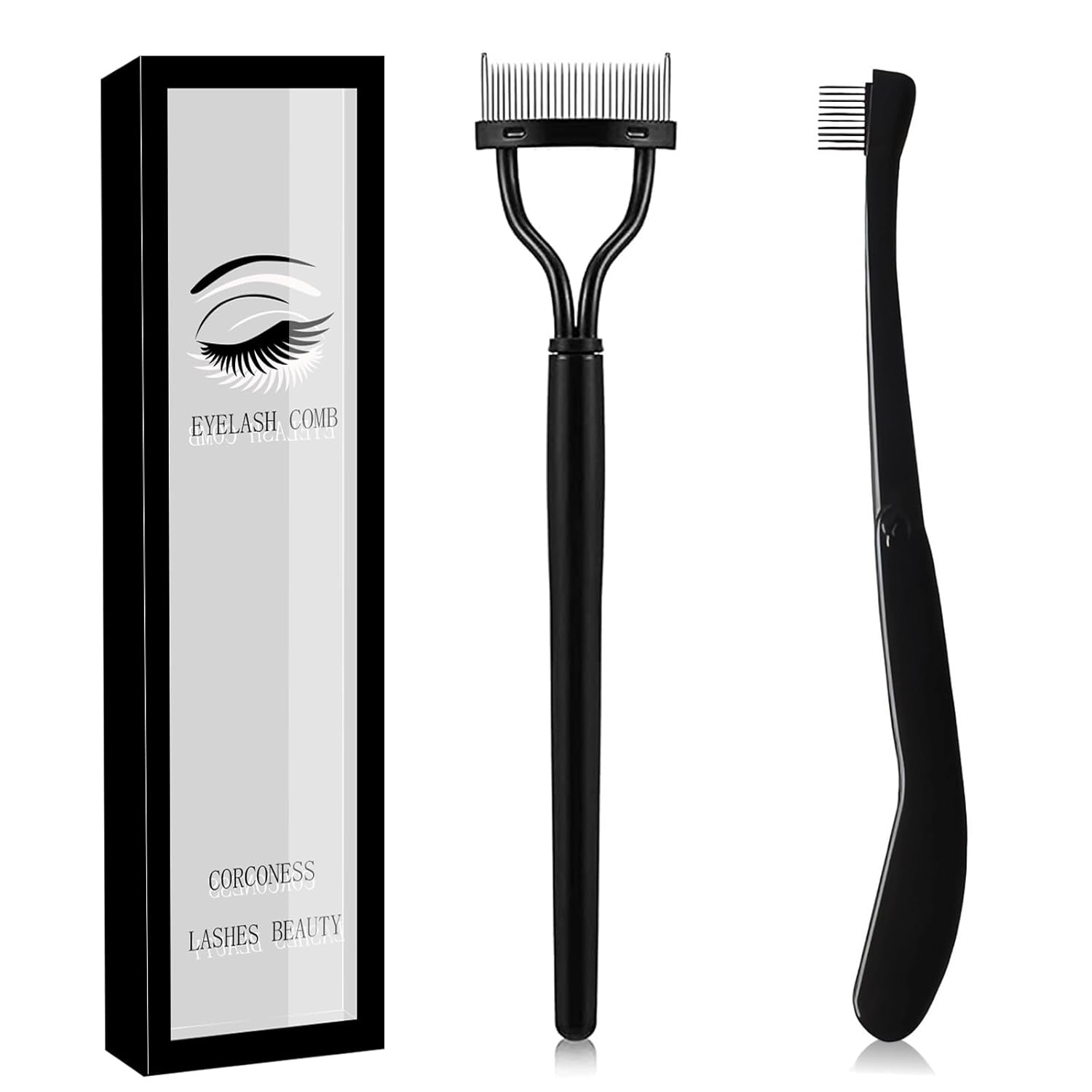 Corconess Peine de pestañas, 2 piezas, herramienta separadora de pestañas, peine de pestañas, separador de cepillo de pestañas con cubierta de peine
